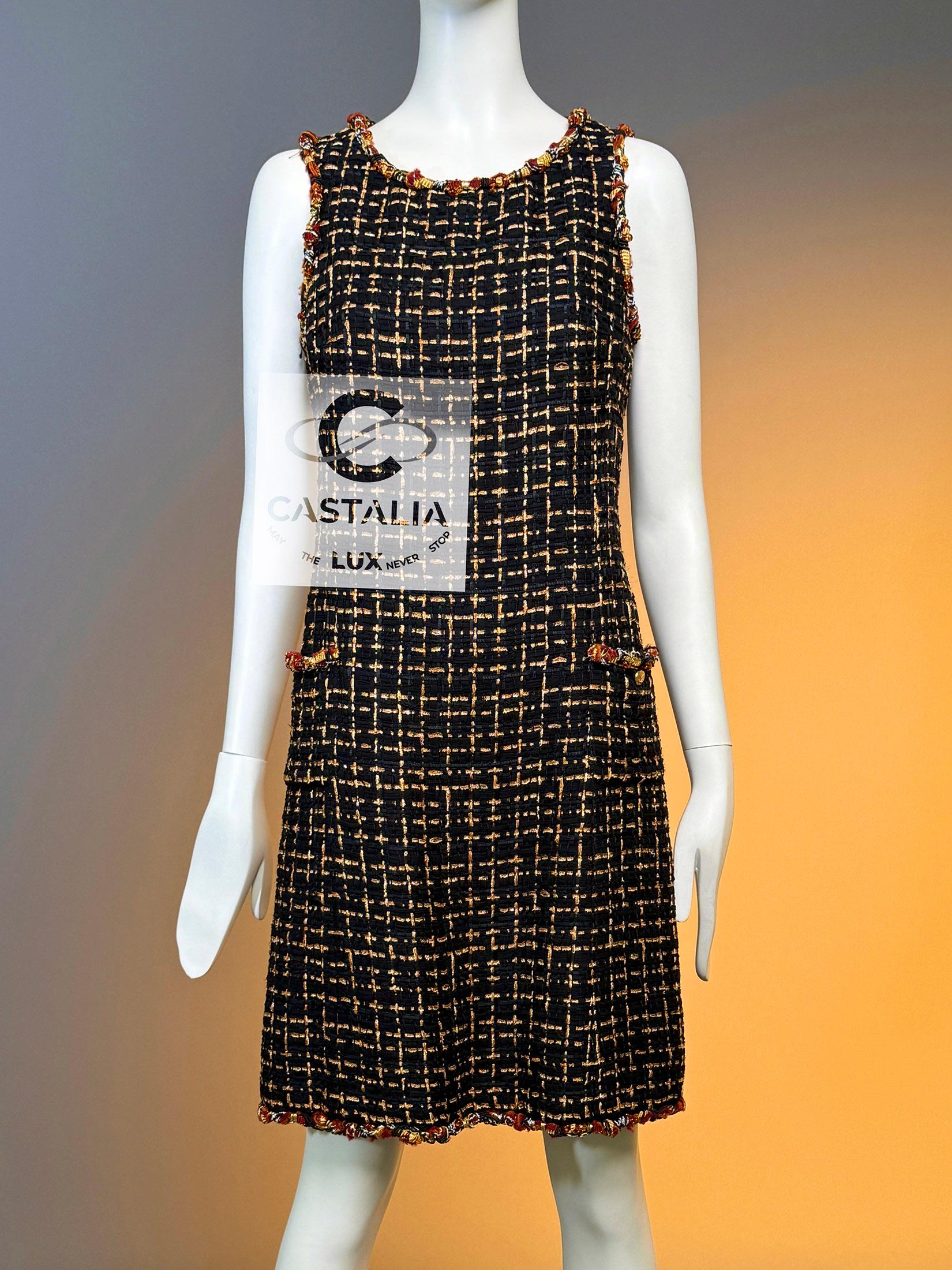 Chanel 14K$ New Paris / Saint-Tropez Ribbon Tweed Dress 36 FR en vente 8