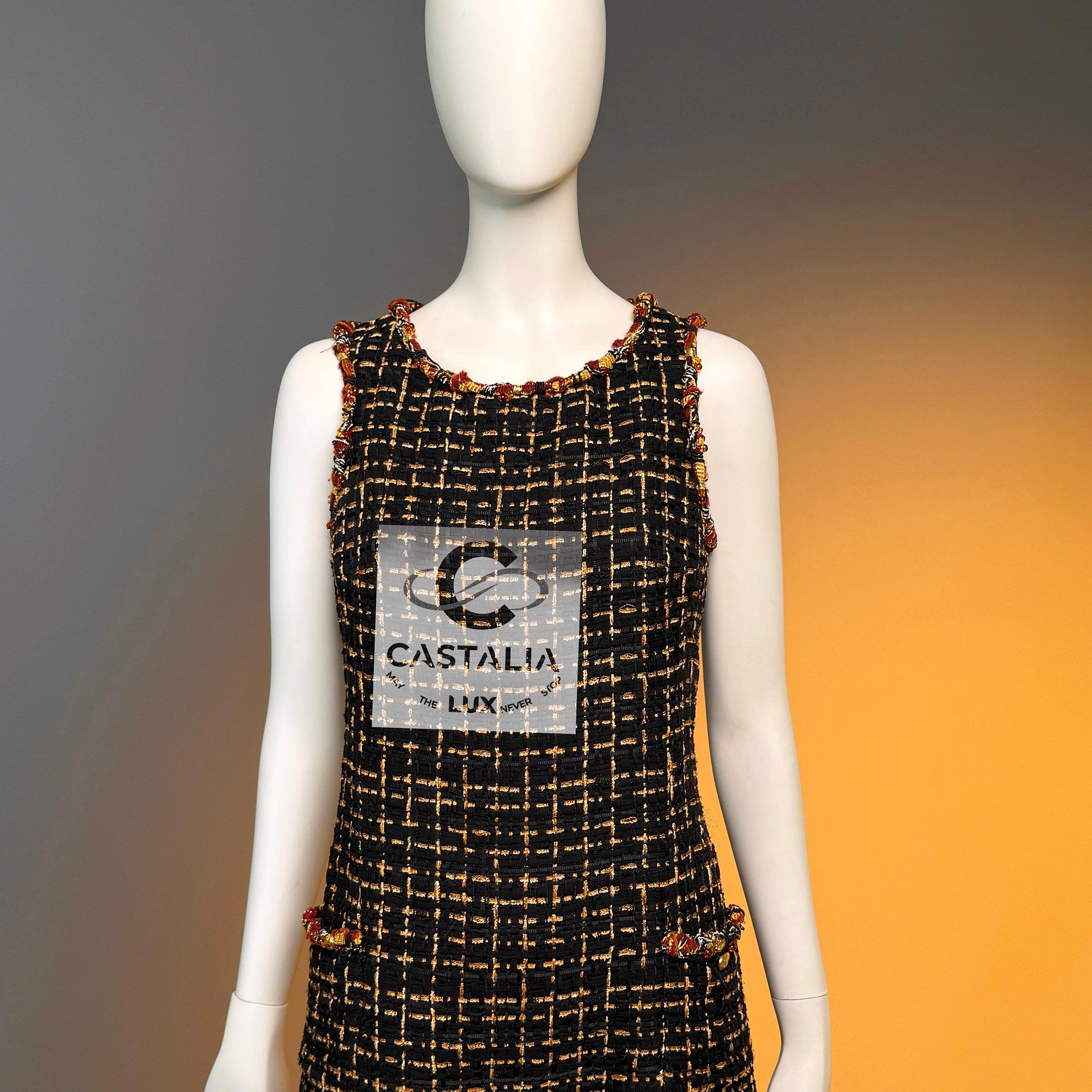 Chanel 14K$ New Paris / Saint-Tropez Ribbon Tweed Dress 36 FR en vente 1