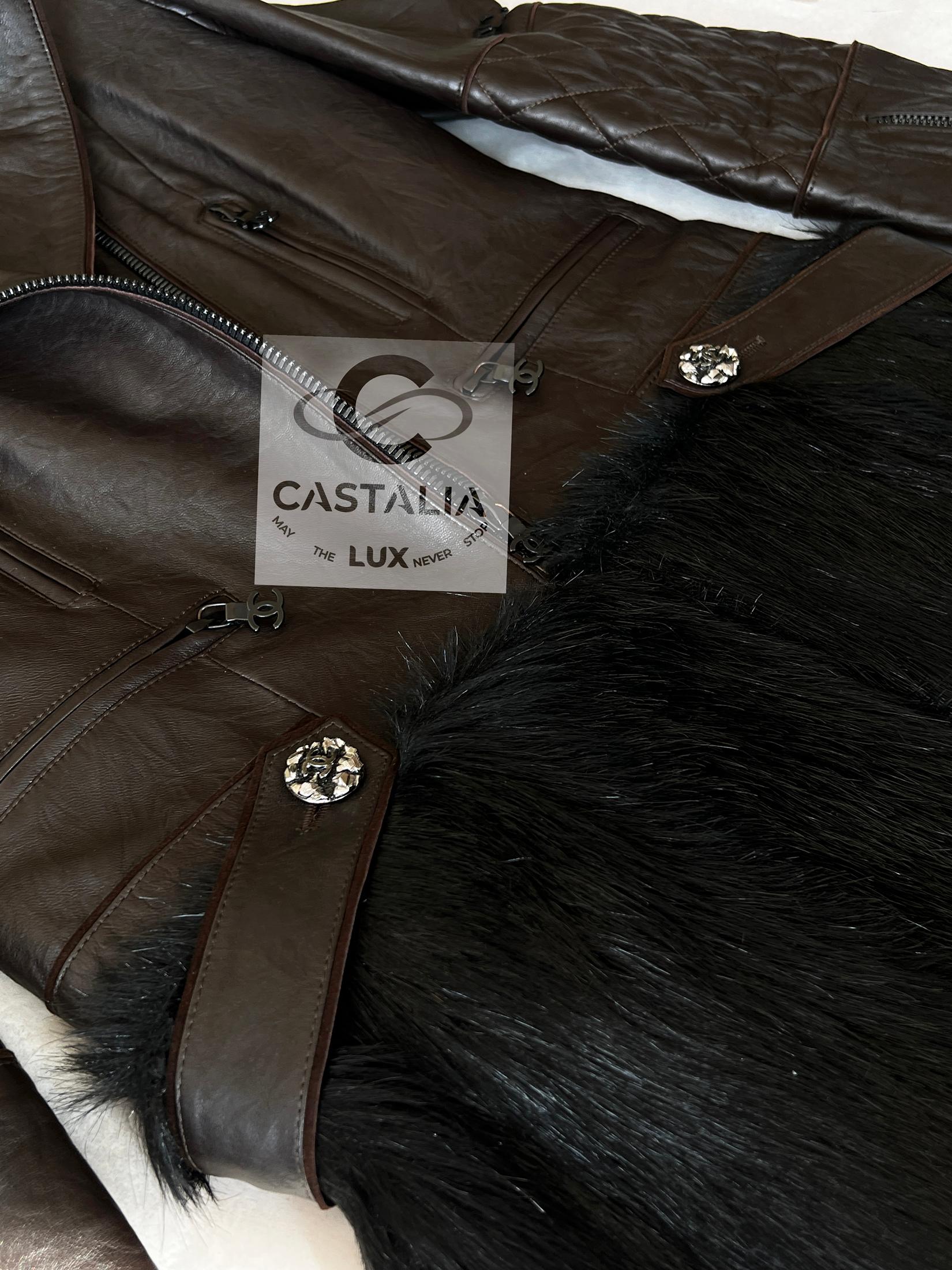 Chanel 14K$ Nuovo Polar Odyssey Runway Giacca Biker in Pelle 36 FR in vendita 8