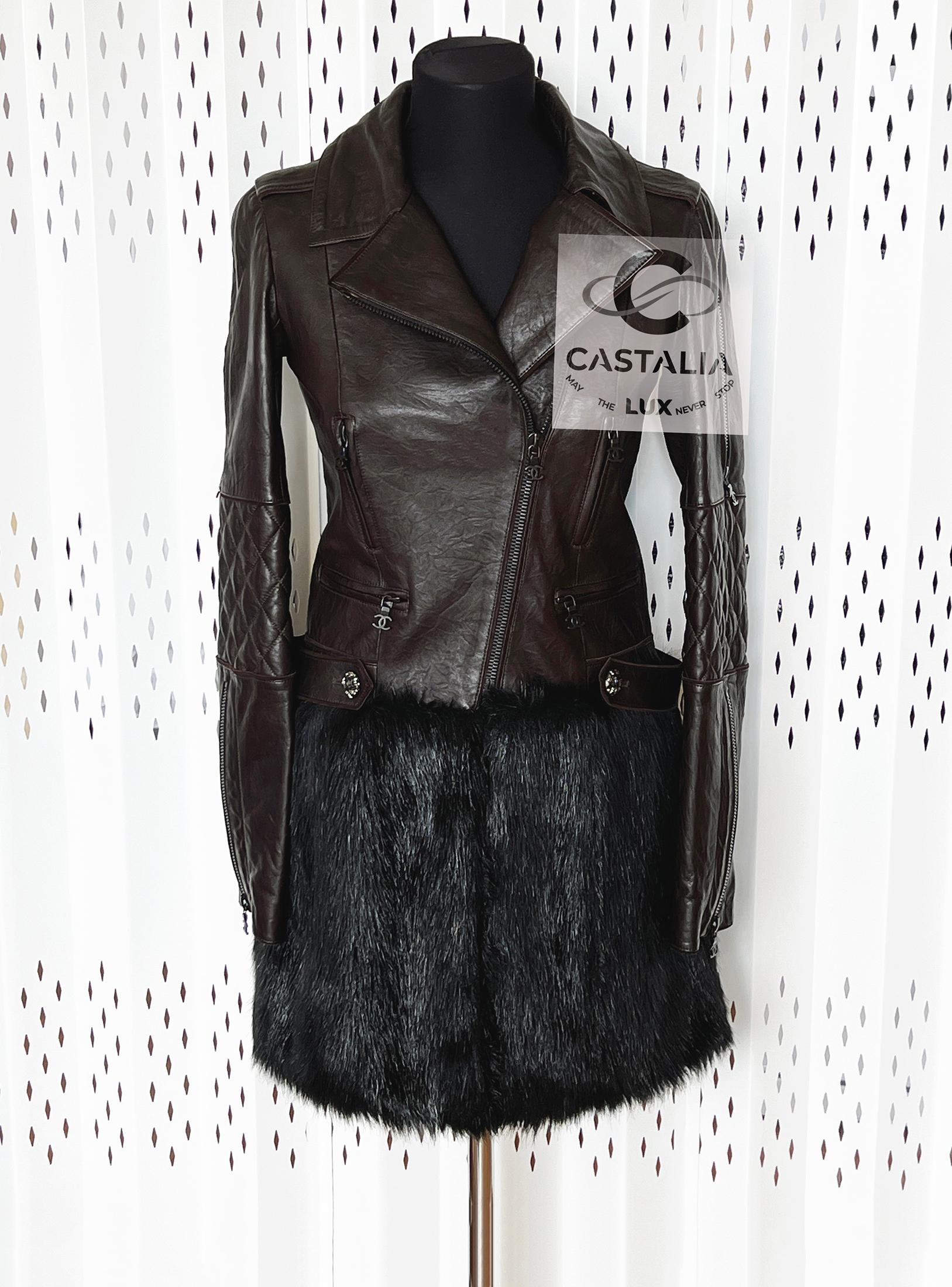da uomo o donna Chanel 14K$ Nuovo Polar Odyssey Runway Giacca Biker in Pelle 36 FR in vendita