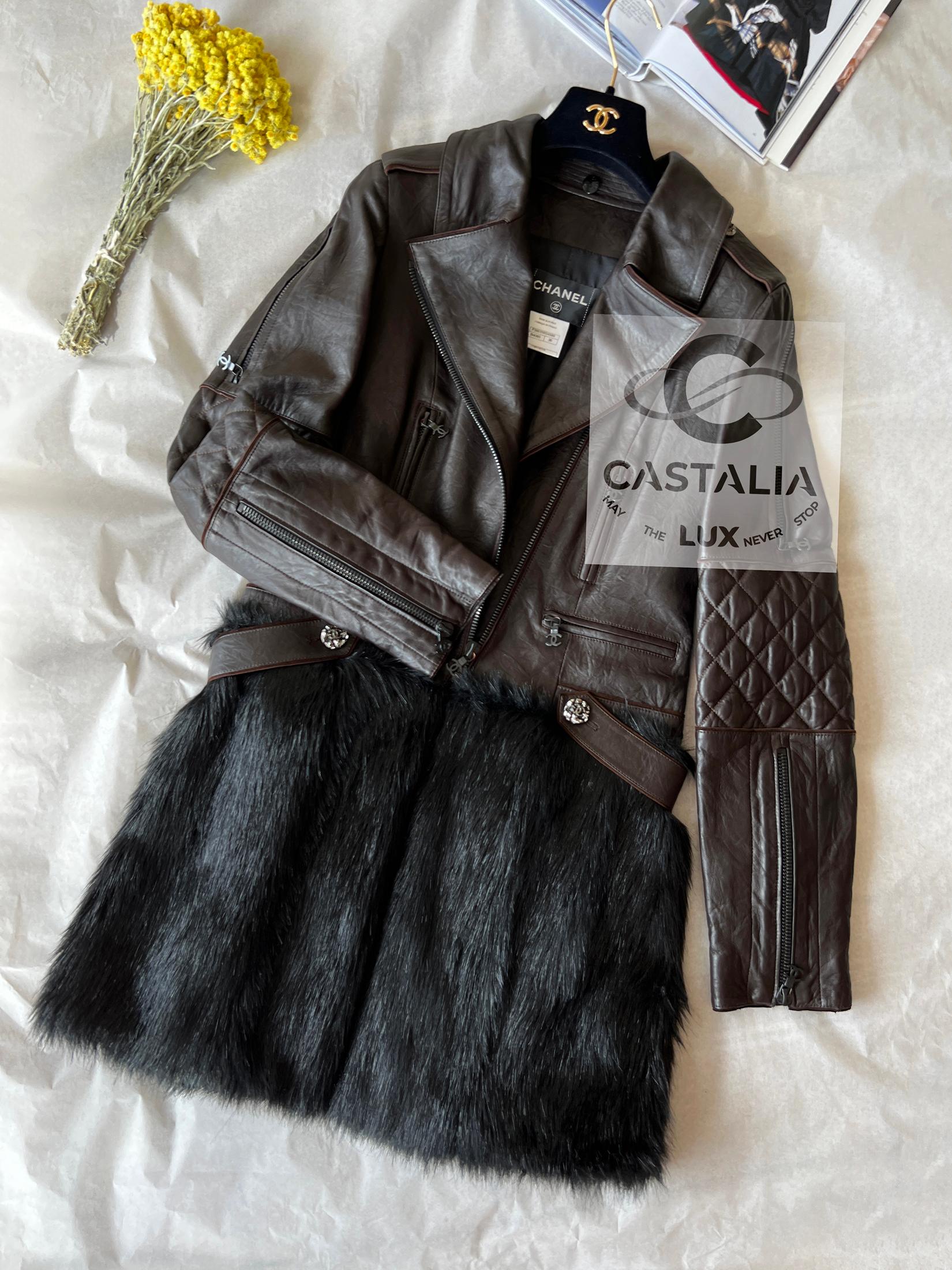 Chanel 14K$ Nuovo Polar Odyssey Runway Giacca Biker in Pelle 36 FR in vendita 1