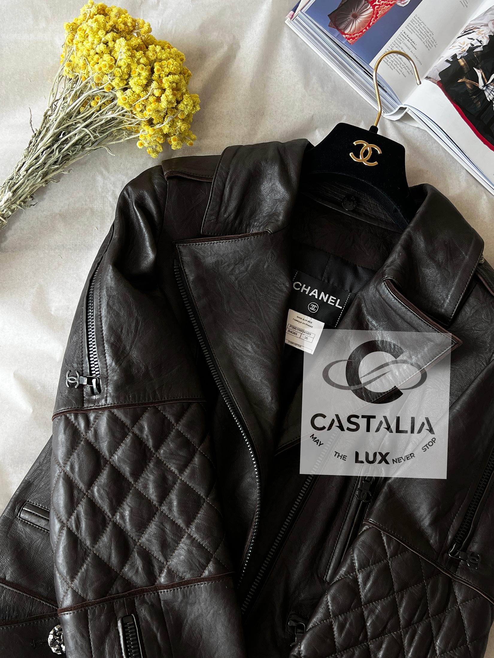 Chanel 14K$ Nuovo Polar Odyssey Runway Giacca Biker in Pelle 36 FR in vendita 2