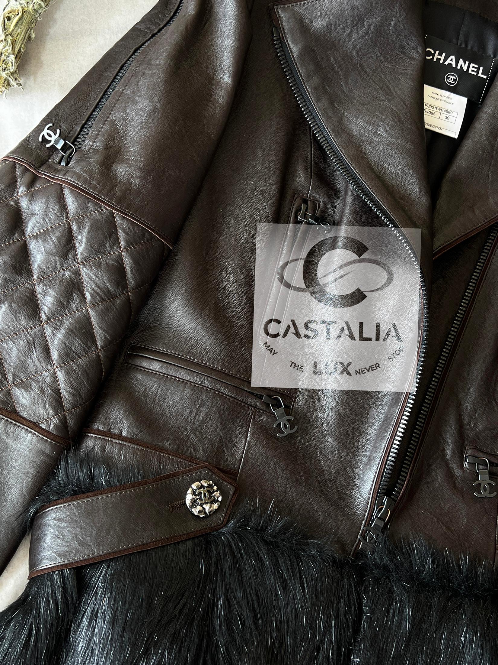 Chanel 14K$ Nuovo Polar Odyssey Runway Giacca Biker in Pelle 36 FR in vendita 3