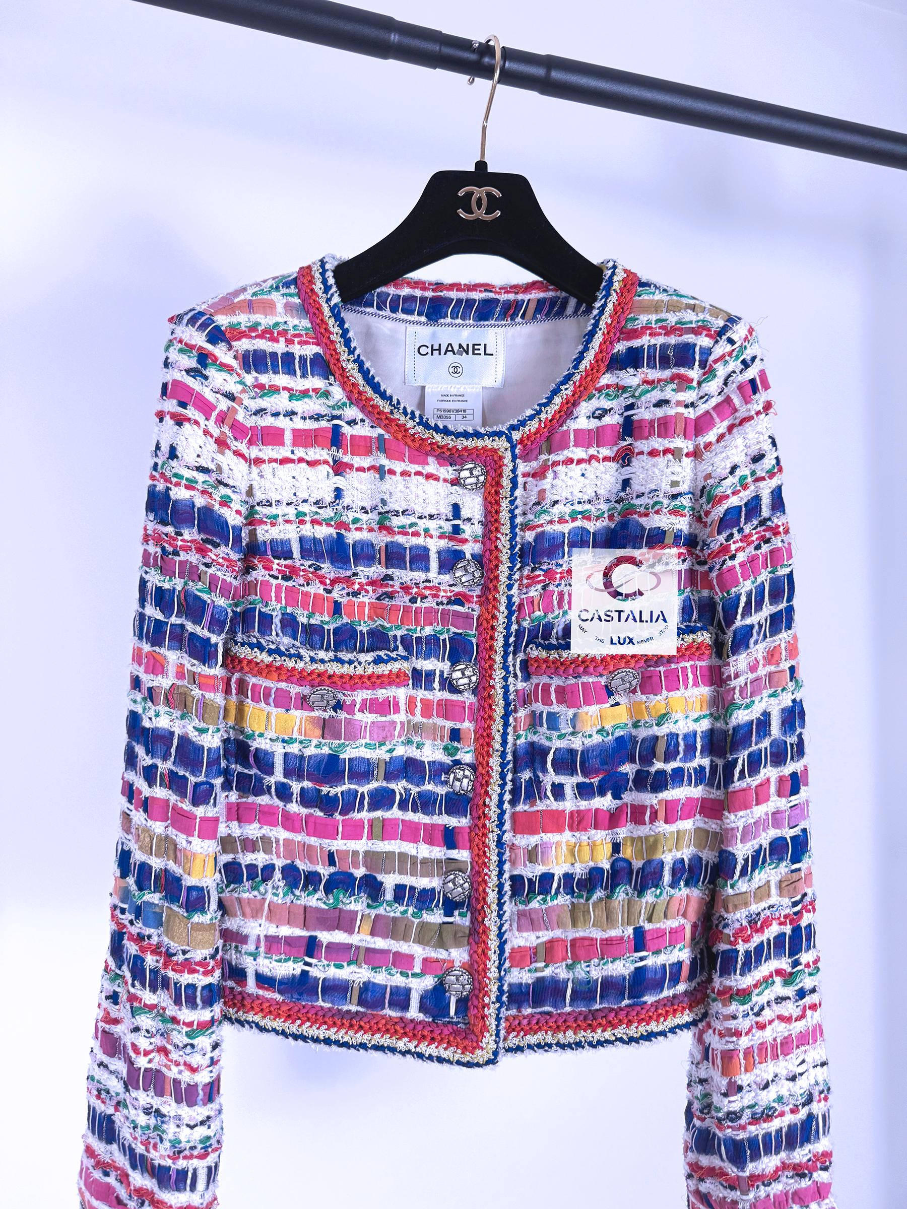 Chanel 14K$ New Ribbon Tweed Jacket 34 FR 9