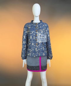 CHANEL 14K$ Paris / BYZANCE Blaue Tweedjacke 48 FR