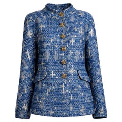 CHANEL 14K$ Paris / BYZANCE Blue Tweed Jacket 48 FR