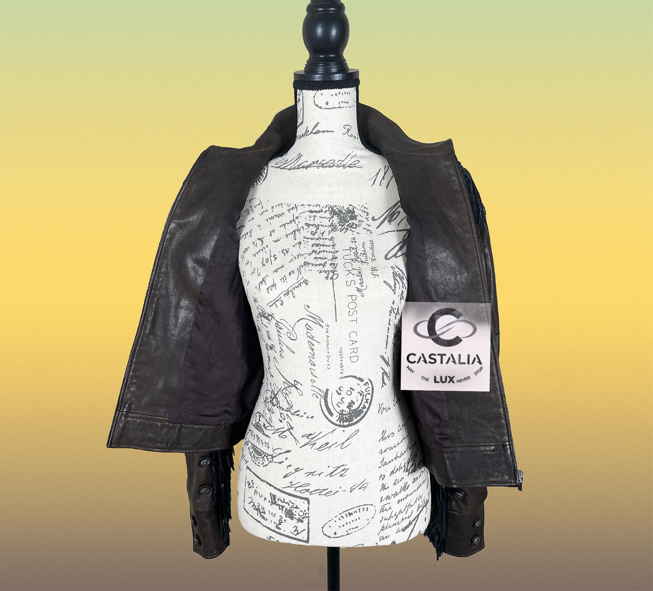 Chanel 14K$ Paris / Dallas Iconic Fringed Leather Jacket 38 FR For Sale 13
