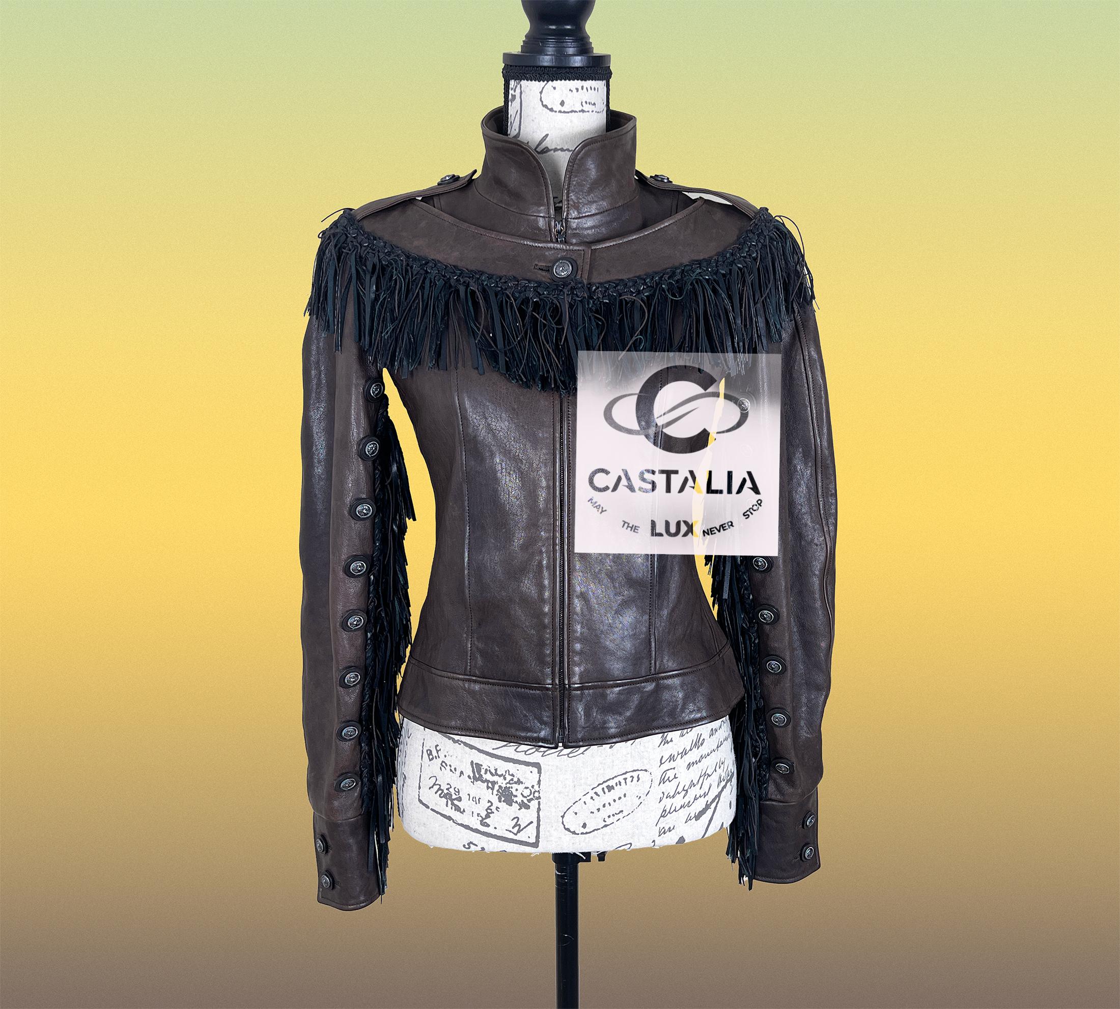 Women's or Men's Chanel 14K$ Paris / Dallas Iconic Fringed Leather Jacket 38 FR For Sale