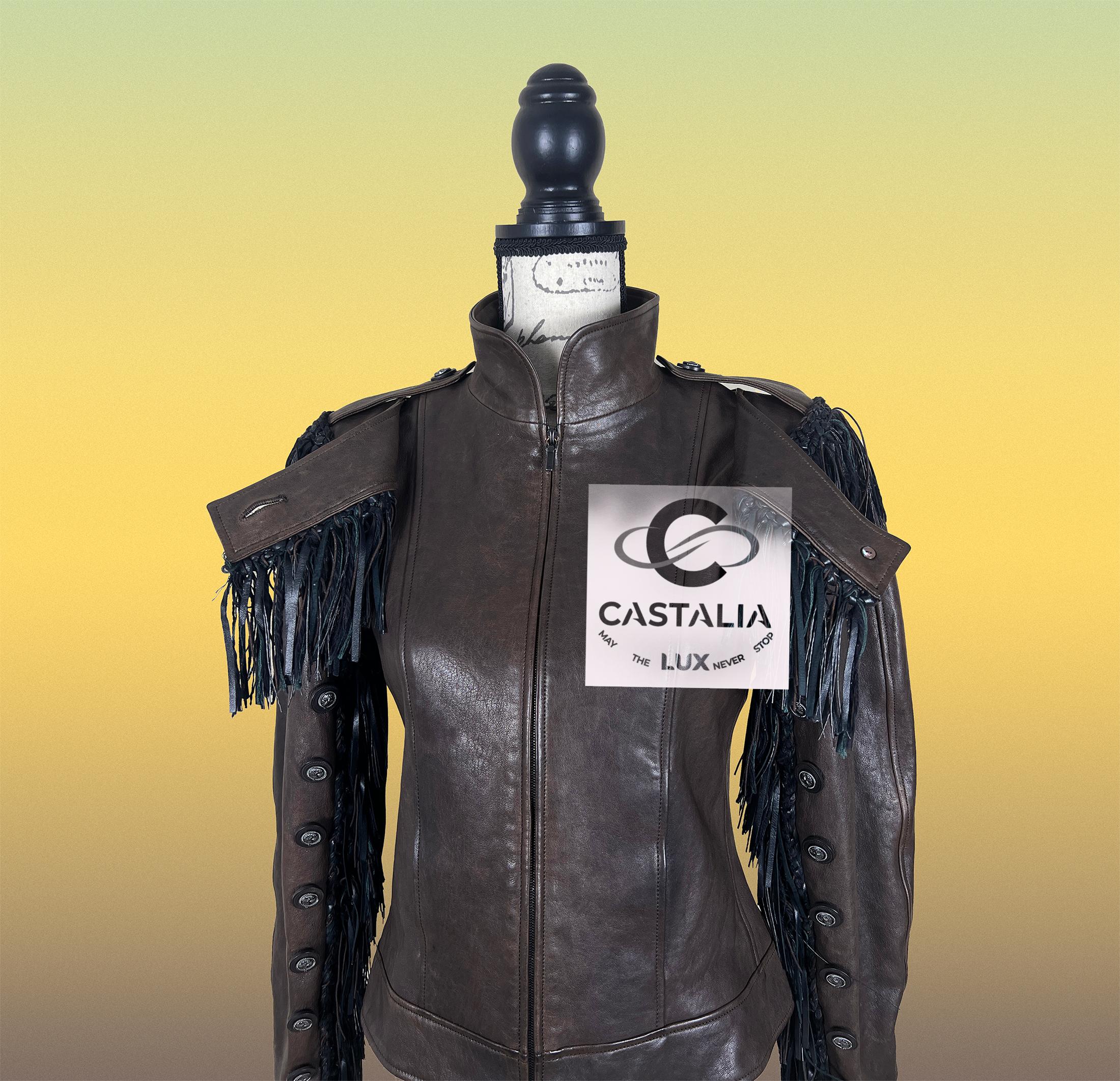 Chanel 14K$ Paris / Dallas Iconic Fringed Leather Jacket 38 FR For Sale 1