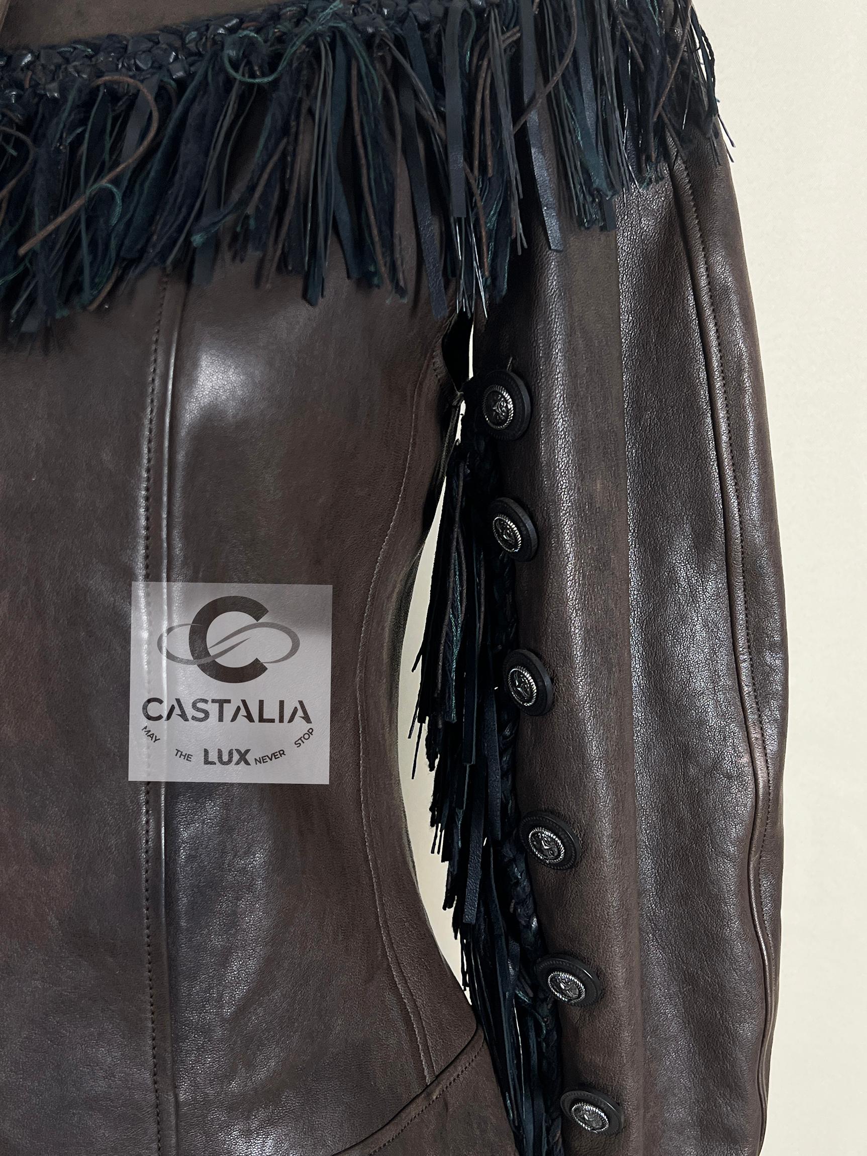 Chanel 14K$ Paris / Dallas Leather Fringe Jacket 38 FR For Sale 5