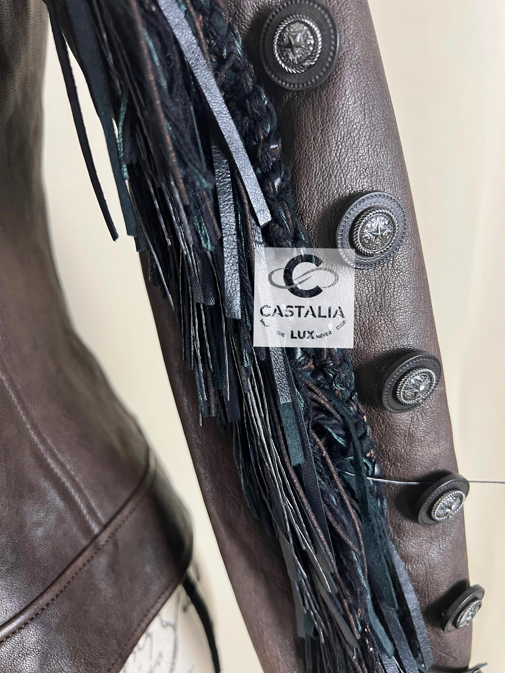 Chanel 14K$ Paris / Dallas Leather Fringe Jacket 38 FR For Sale 7