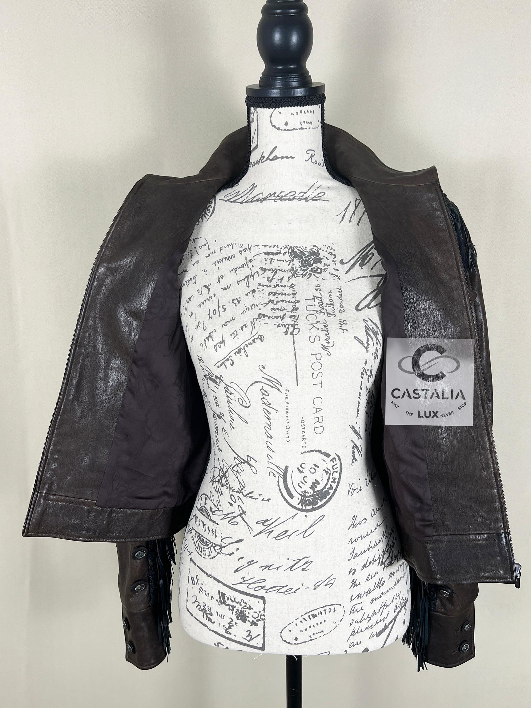 Chanel 14K$ Paris / Dallas Leather Fringe Jacket 38 FR For Sale 9