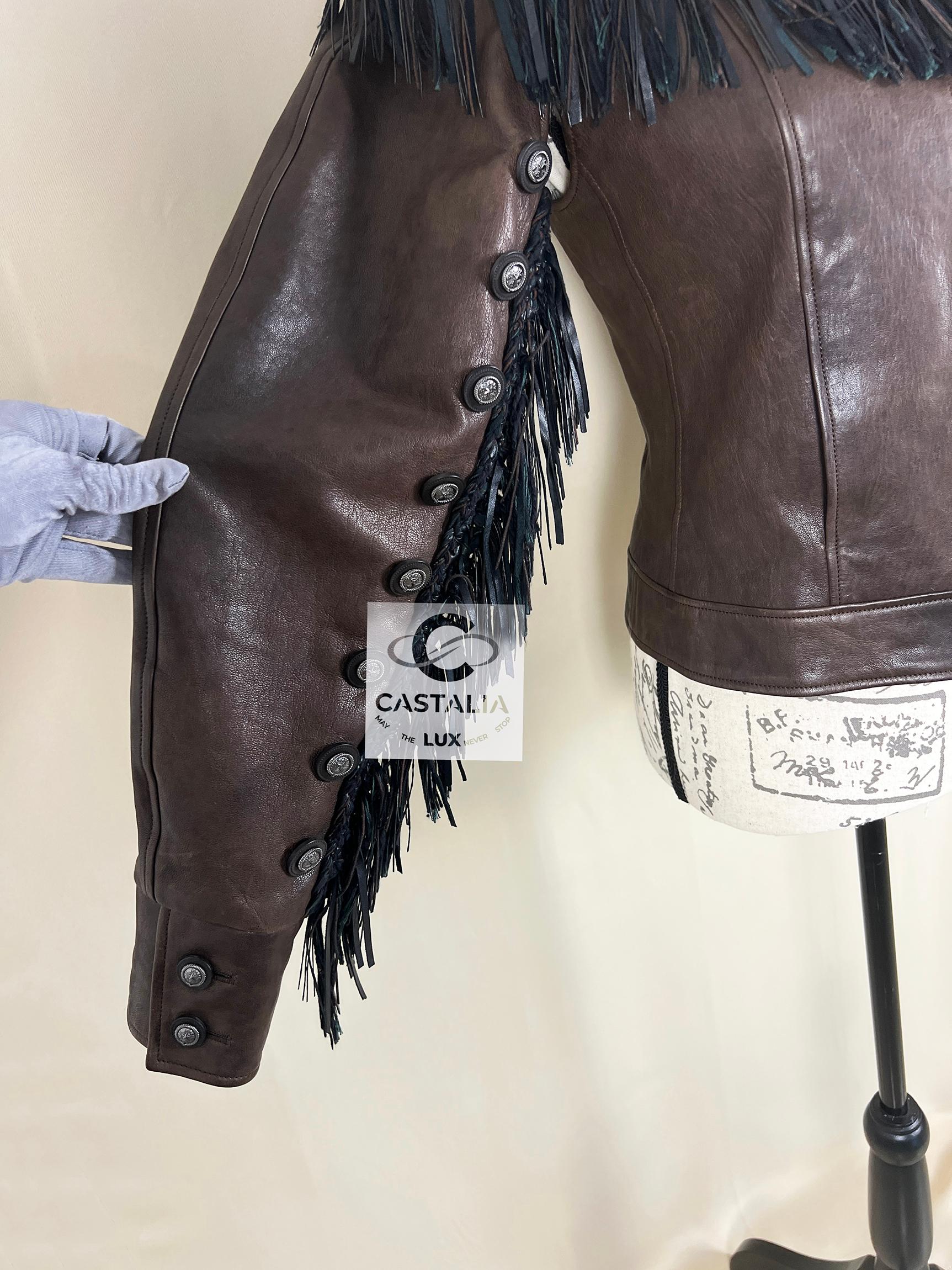 Chanel 14K$ Paris / Dallas Leather Fringe Jacket 38 FR For Sale 11