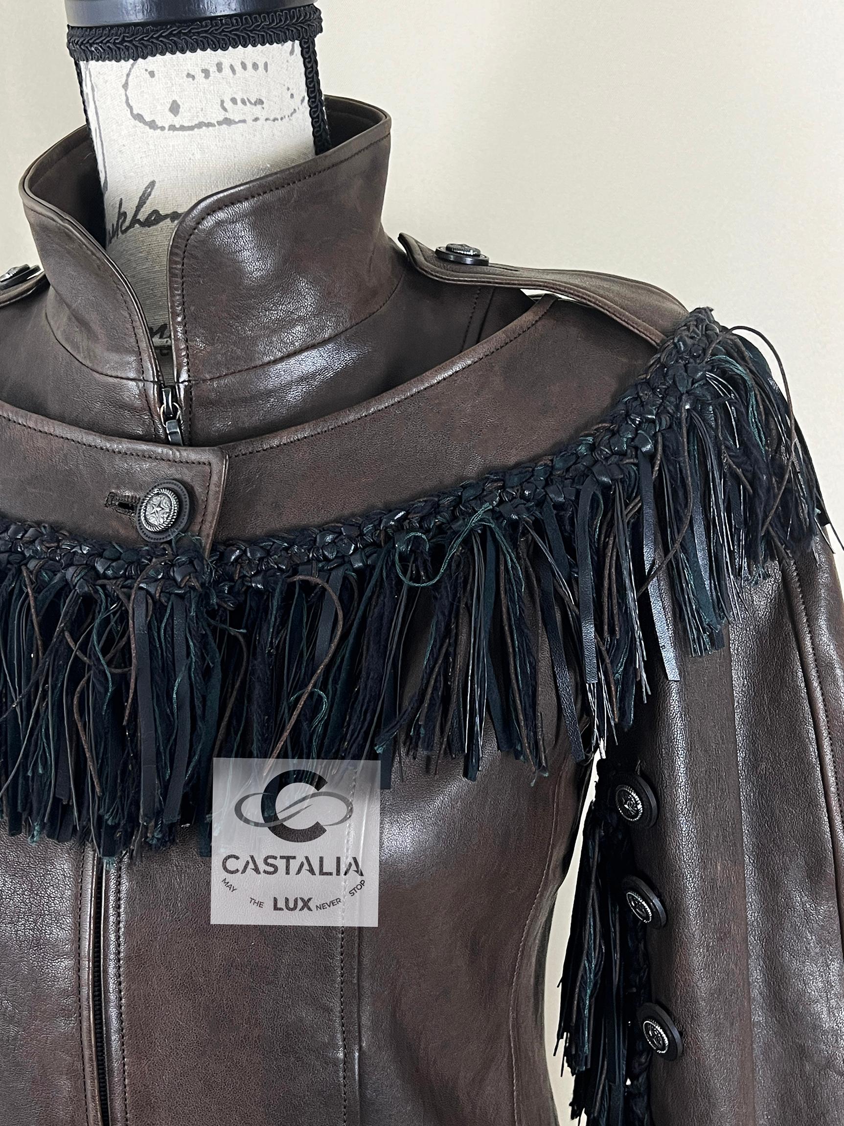 Chanel 14K$ Paris / Dallas Leather Fringe Jacket 38 FR In New Condition For Sale In Dubai, AE