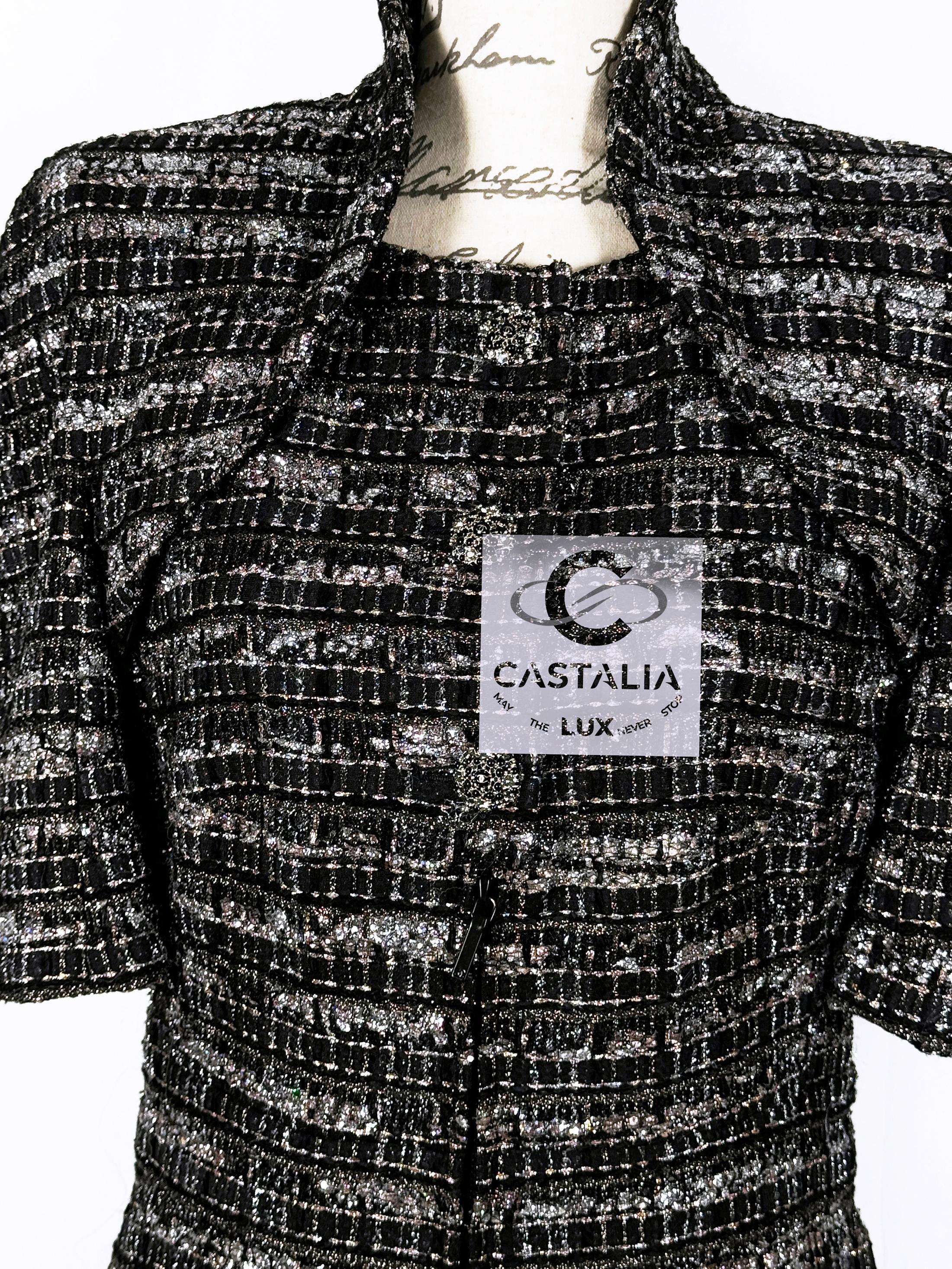 Chanel Paris / Dubaï, veste en tweed noire à rubans, 38 FR 14 carats en vente 7