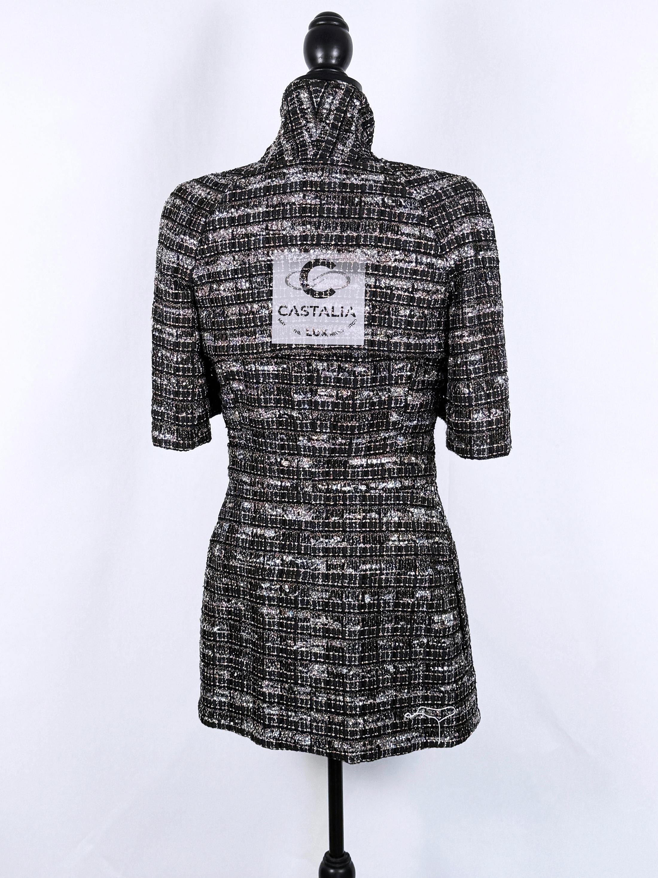 Chanel Paris / Dubaï, veste en tweed noire à rubans, 38 FR 14 carats en vente 14