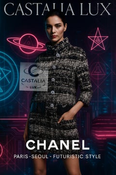 Chanel  14K$ Paris / Seoul Futuristic Ribbon Tweed Jacket 40 FR