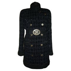 Chanel 14K$ Rarest Laufsteg Luxuriöser schwarzer Tweed-Mantel