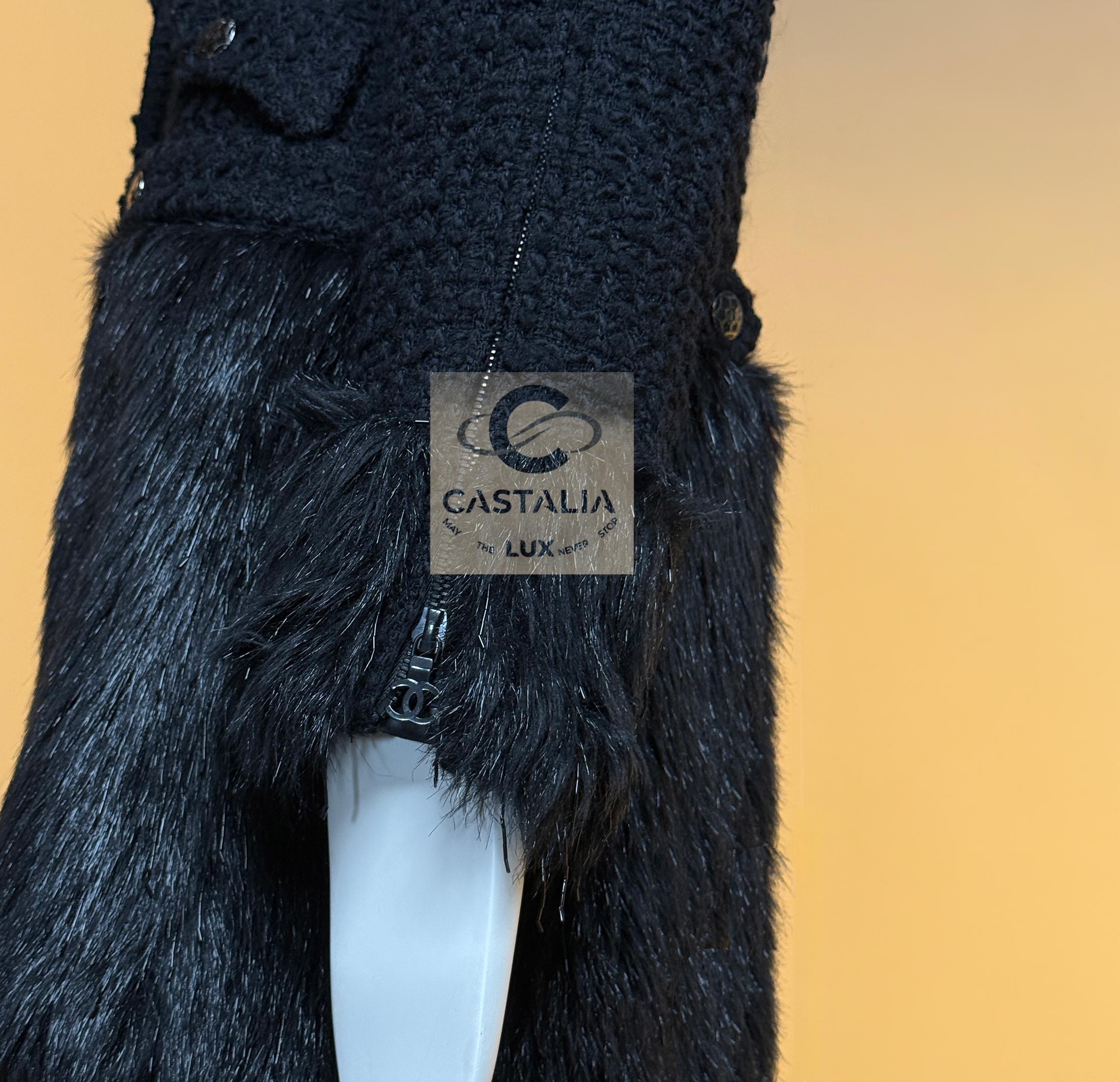 Chanel 14K$ Relic Couture Black Coat with Jewel Details 38 FR For Sale 8