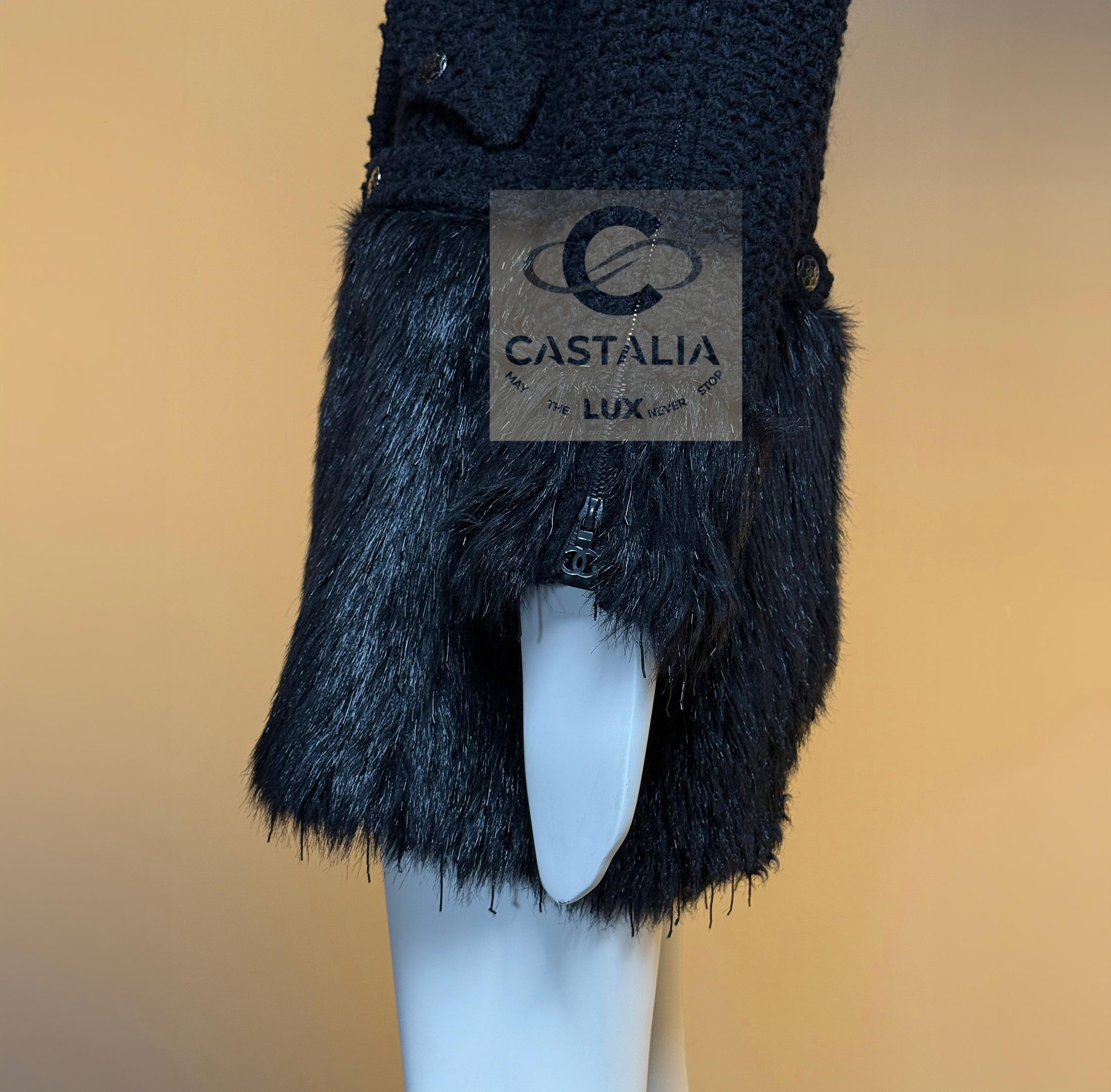 Chanel 14K$ Relic Couture Black Coat with Jewel Details 38 FR For Sale 9