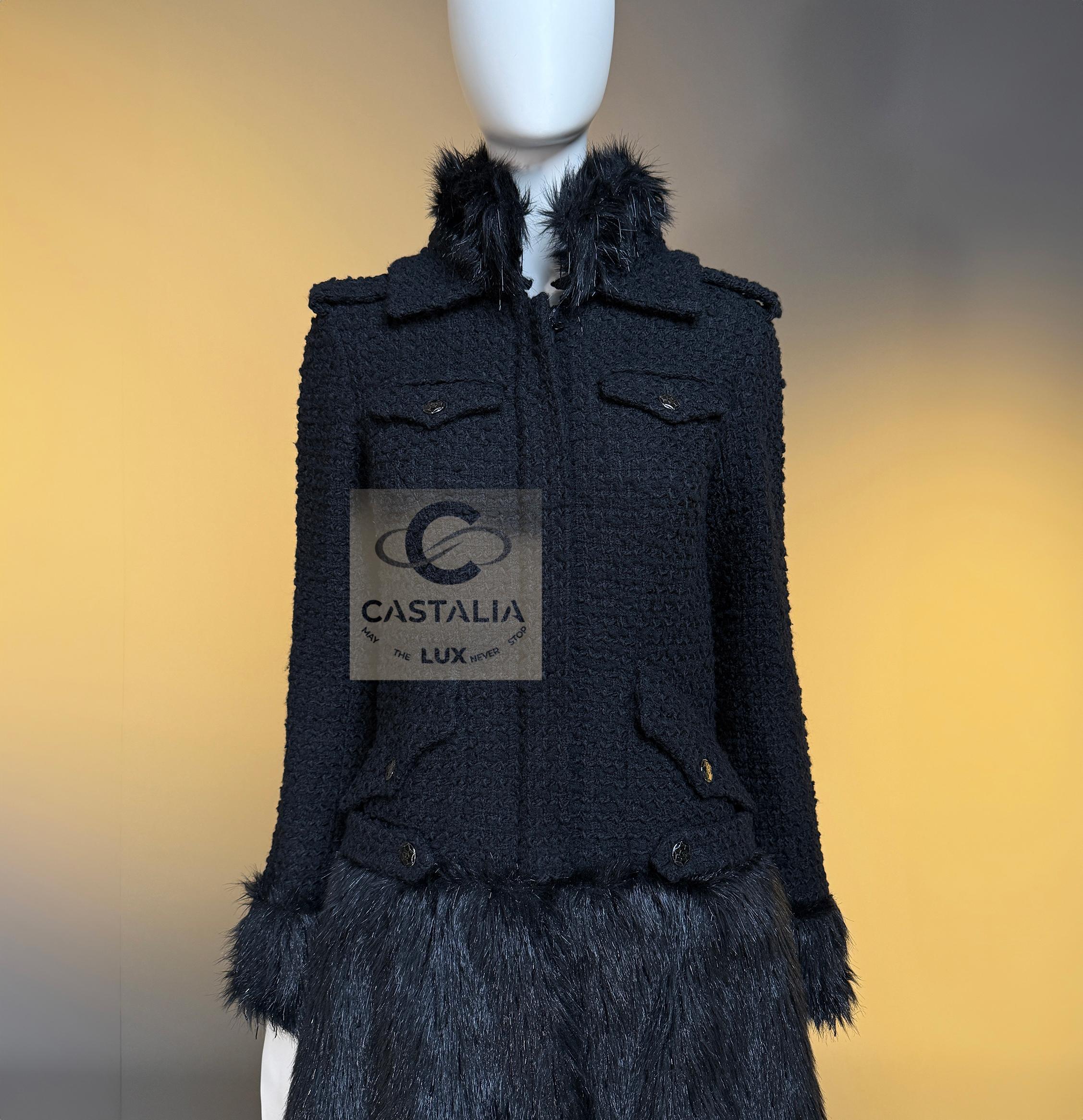 Chanel 14K$ Relic Couture Black Coat with Jewel Details 38 FR For Sale 10