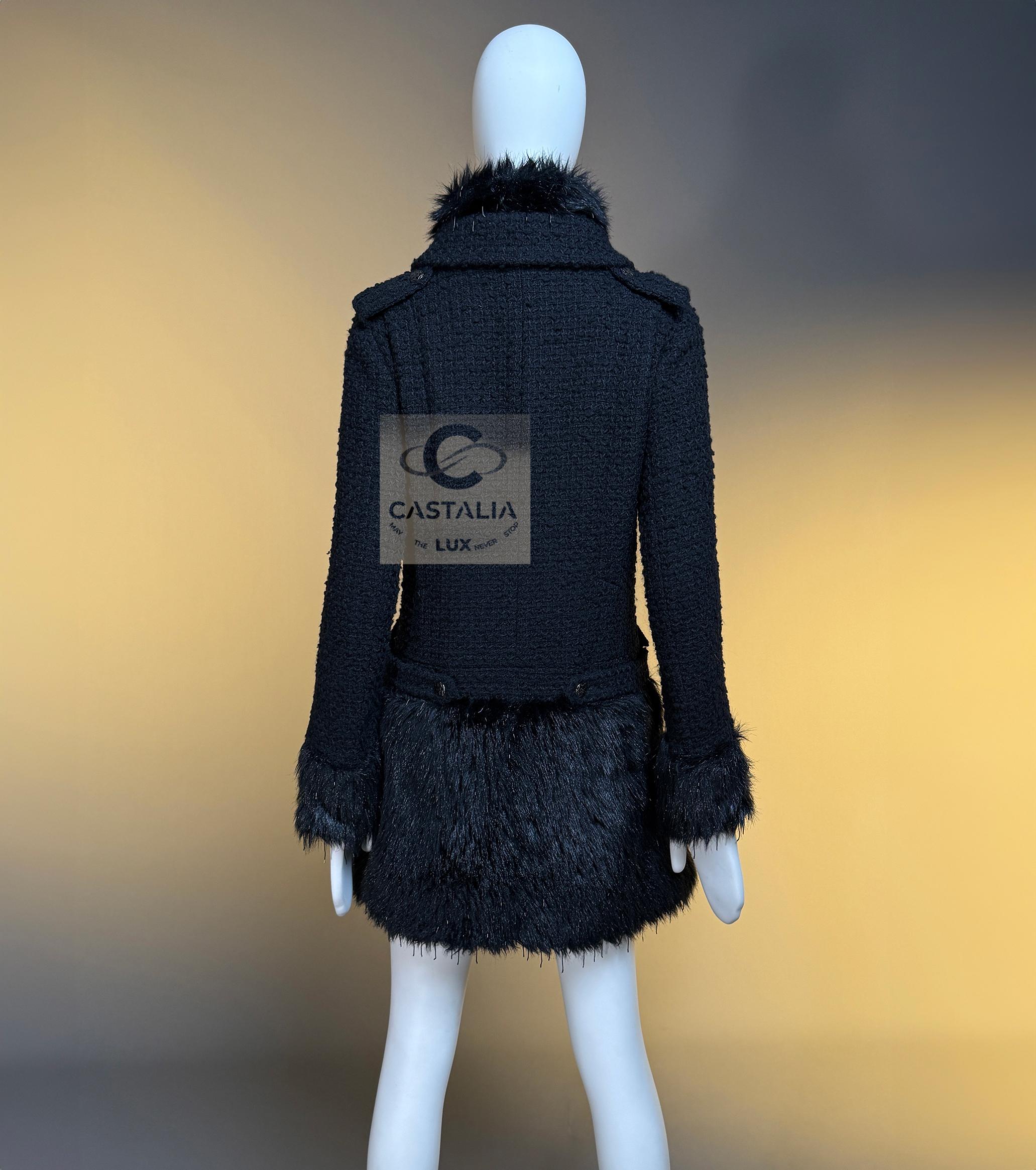Chanel 14K$ Relic Couture Black Coat with Jewel Details 38 FR For Sale 13