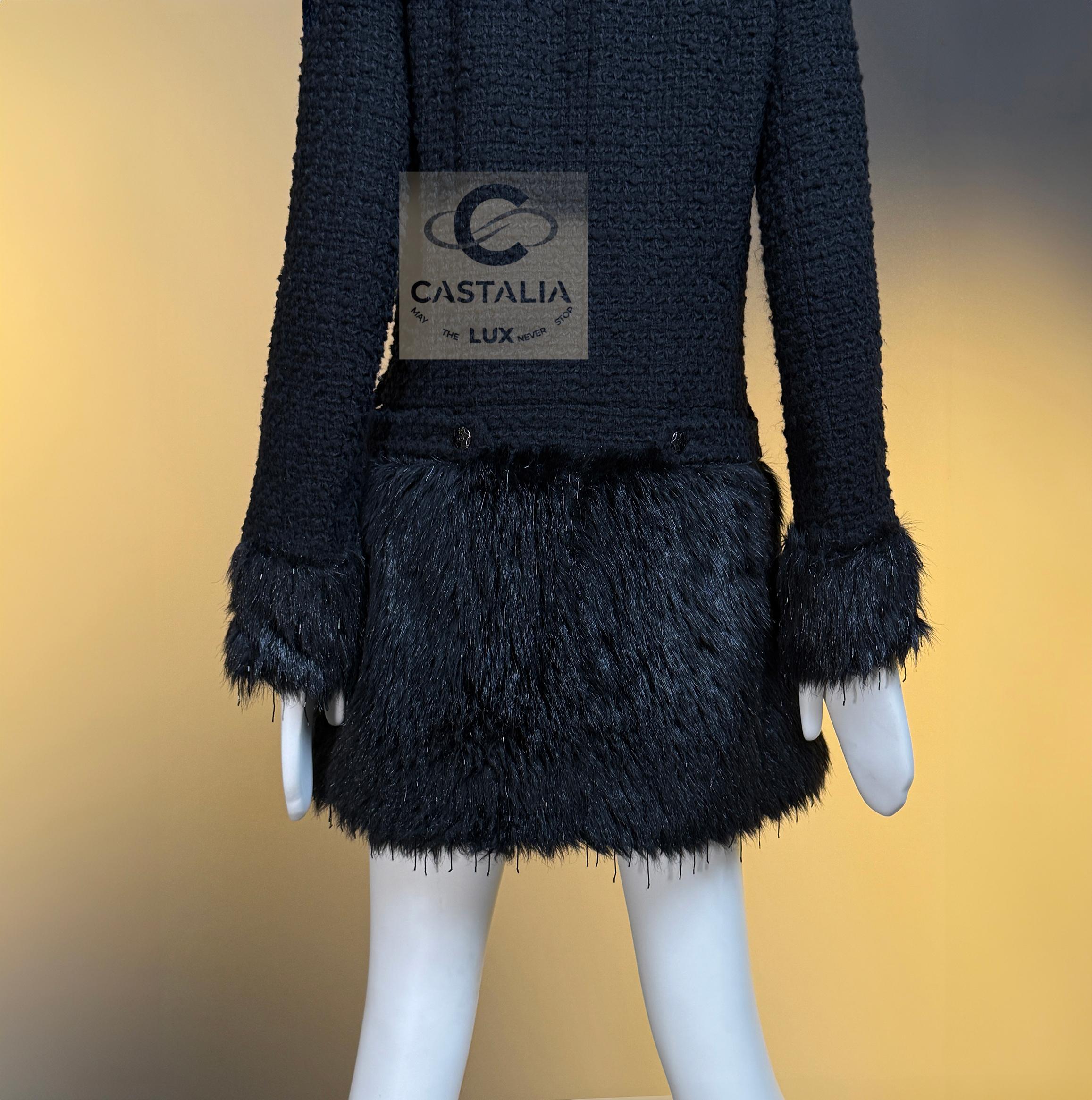 Chanel 14K$ Relic Couture Black Coat with Jewel Details 38 FR For Sale 14
