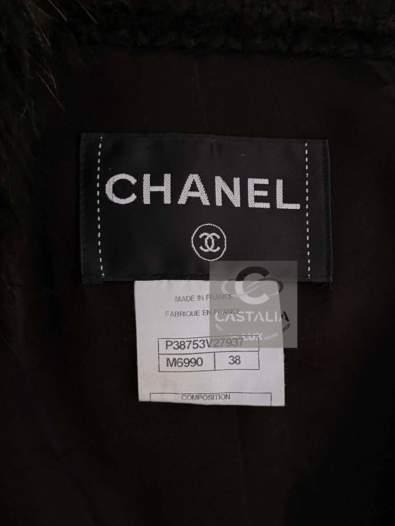 Chanel 14K$ Relic Couture Black Coat with Jewel Details 38 FR For Sale 16