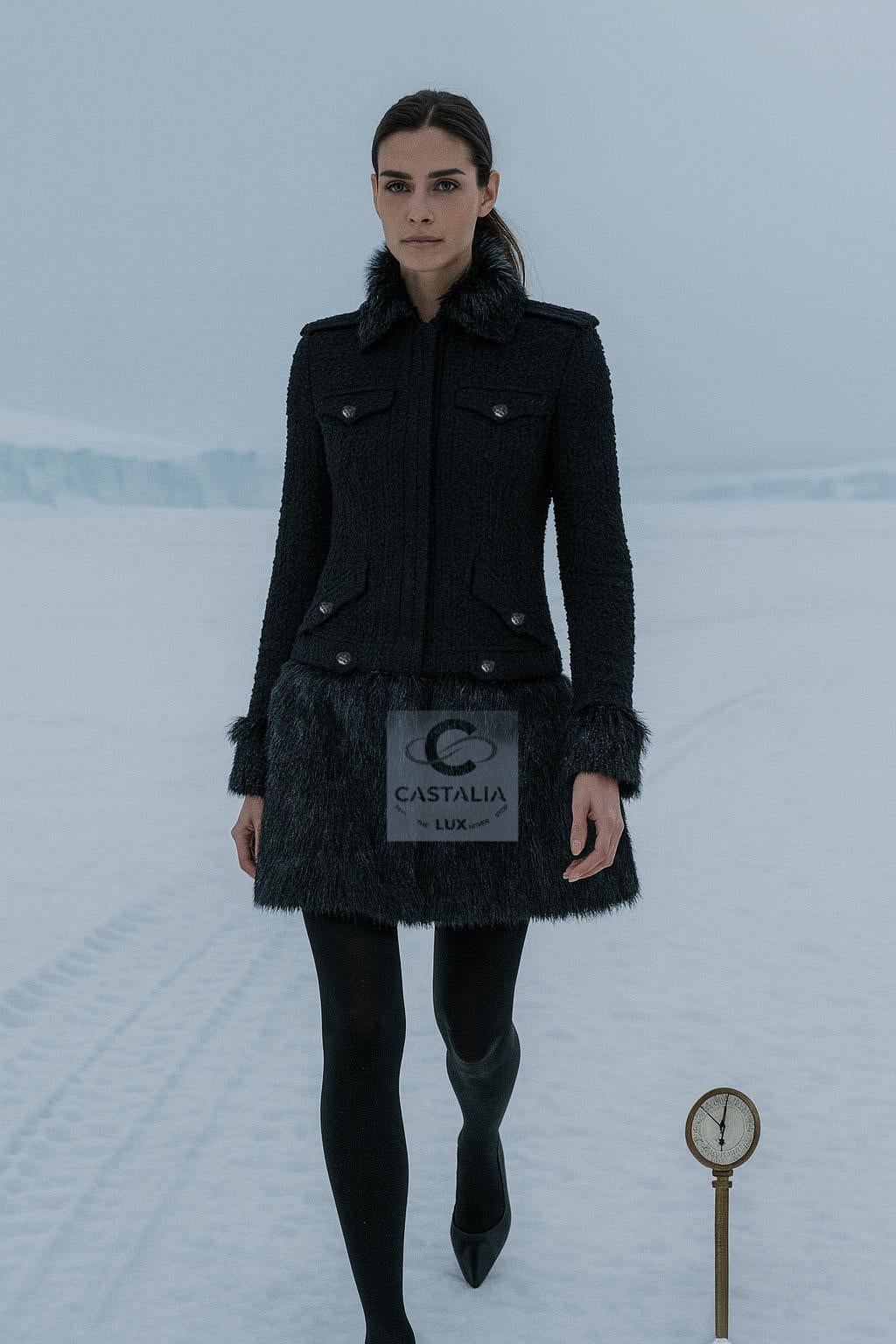 Chanel 14K$ Relic Couture Black Coat with Jewel Details 38 FR For Sale 3