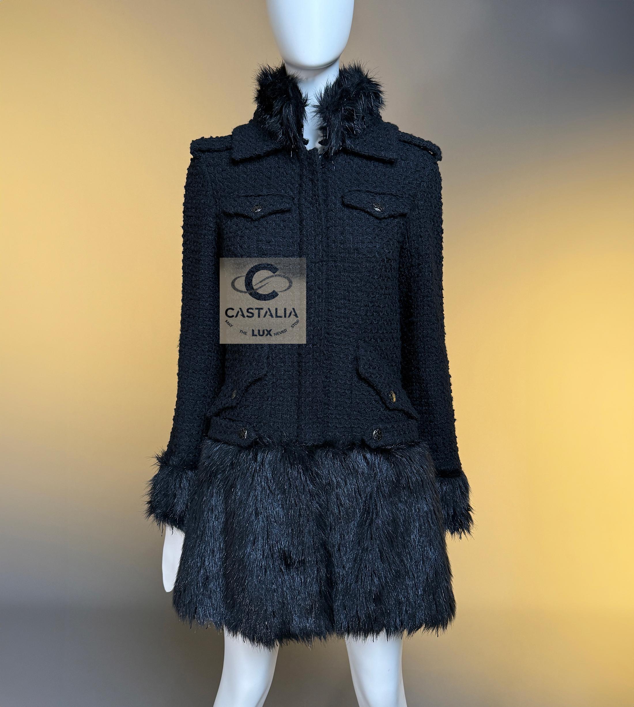 Chanel 14K$ Relic Couture Black Coat with Jewel Details 38 FR For Sale 4
