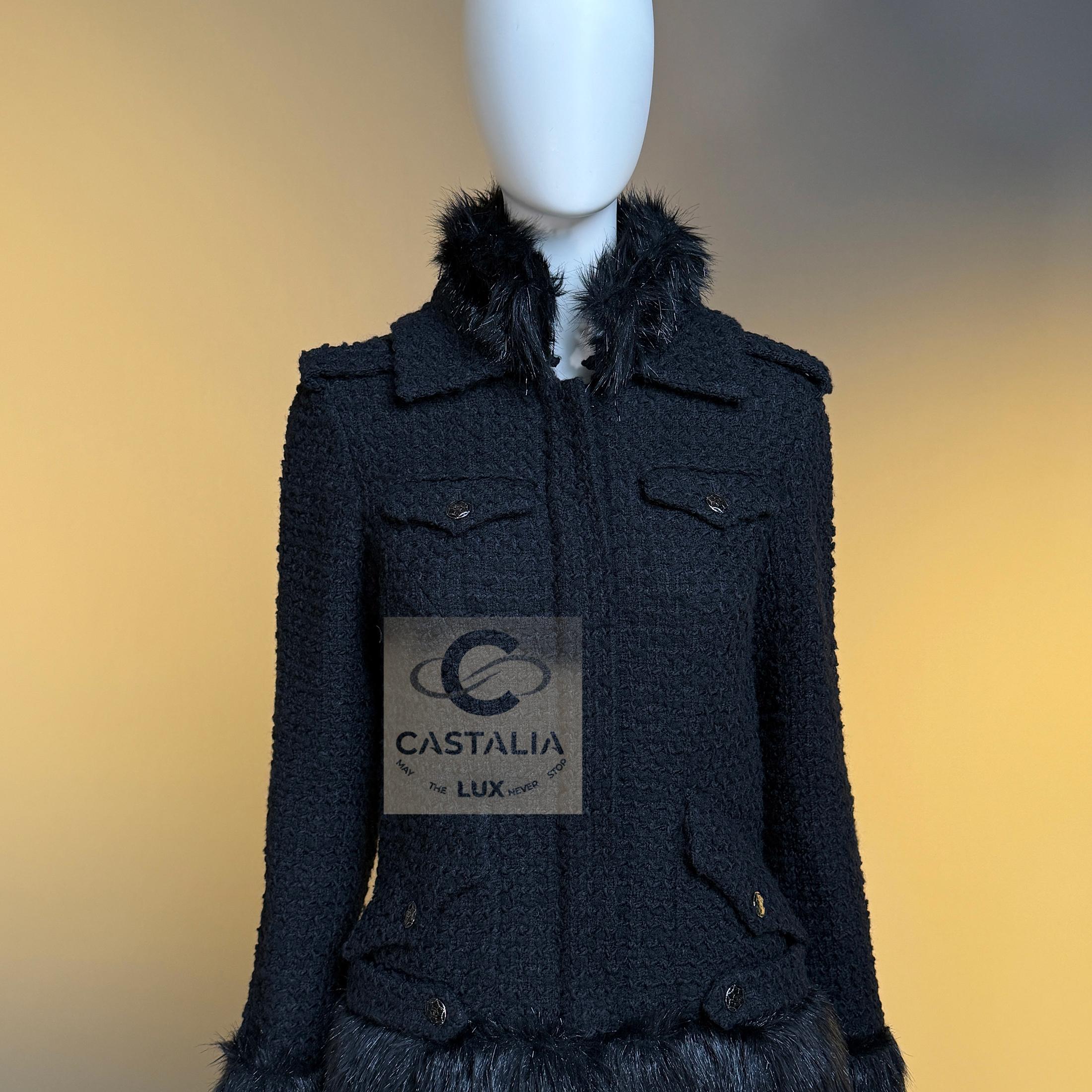 Chanel 14K$ Relic Couture Black Coat with Jewel Details 38 FR For Sale 5