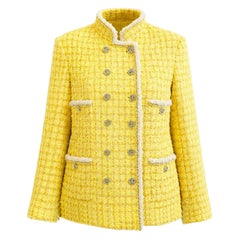 CHANEL 14K$ Statement Yellow Tweed Jacket with Chain Detail 36 FR