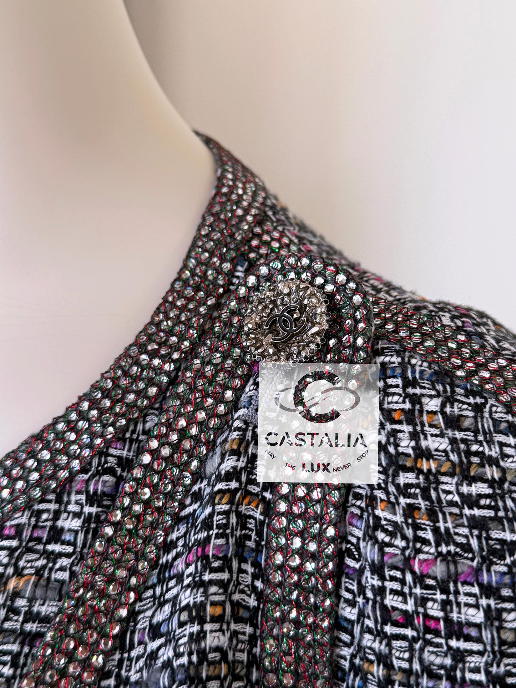 Chanel 14K$ Super Rare Jewel Detail Tweed Ensemble 36 FR For Sale 5