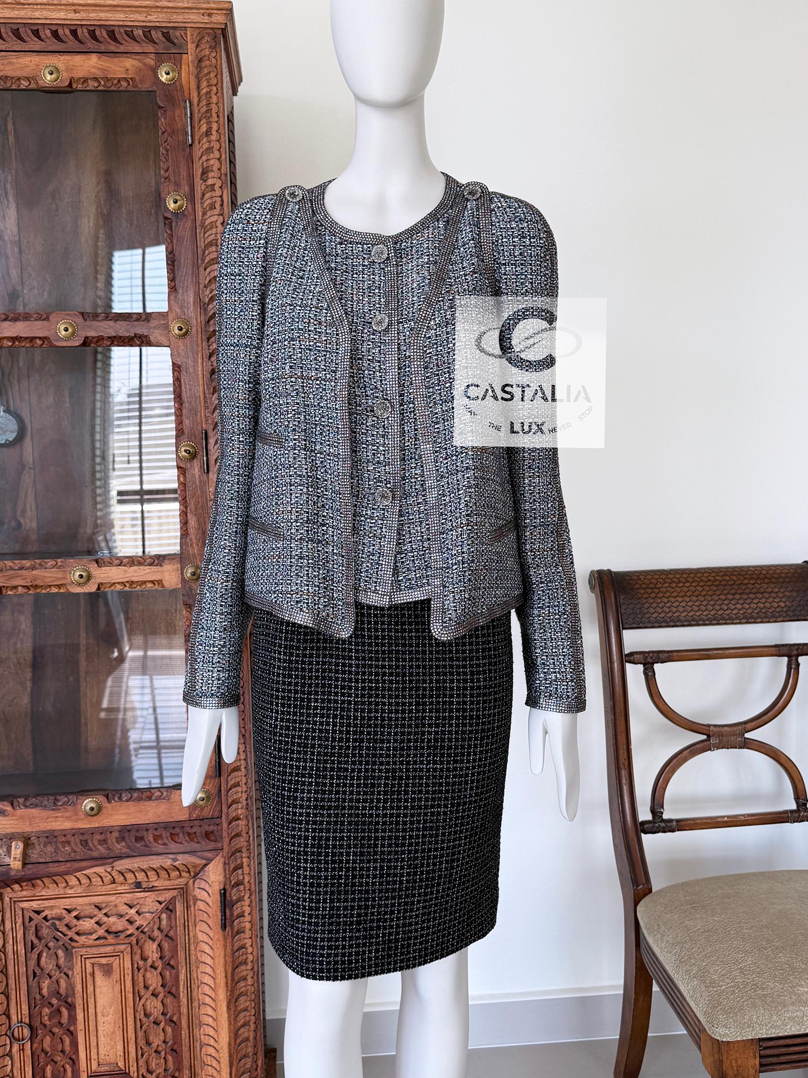Chanel 14K$ Super Rare Jewel Detail Tweed Ensemble 36 FR For Sale 6