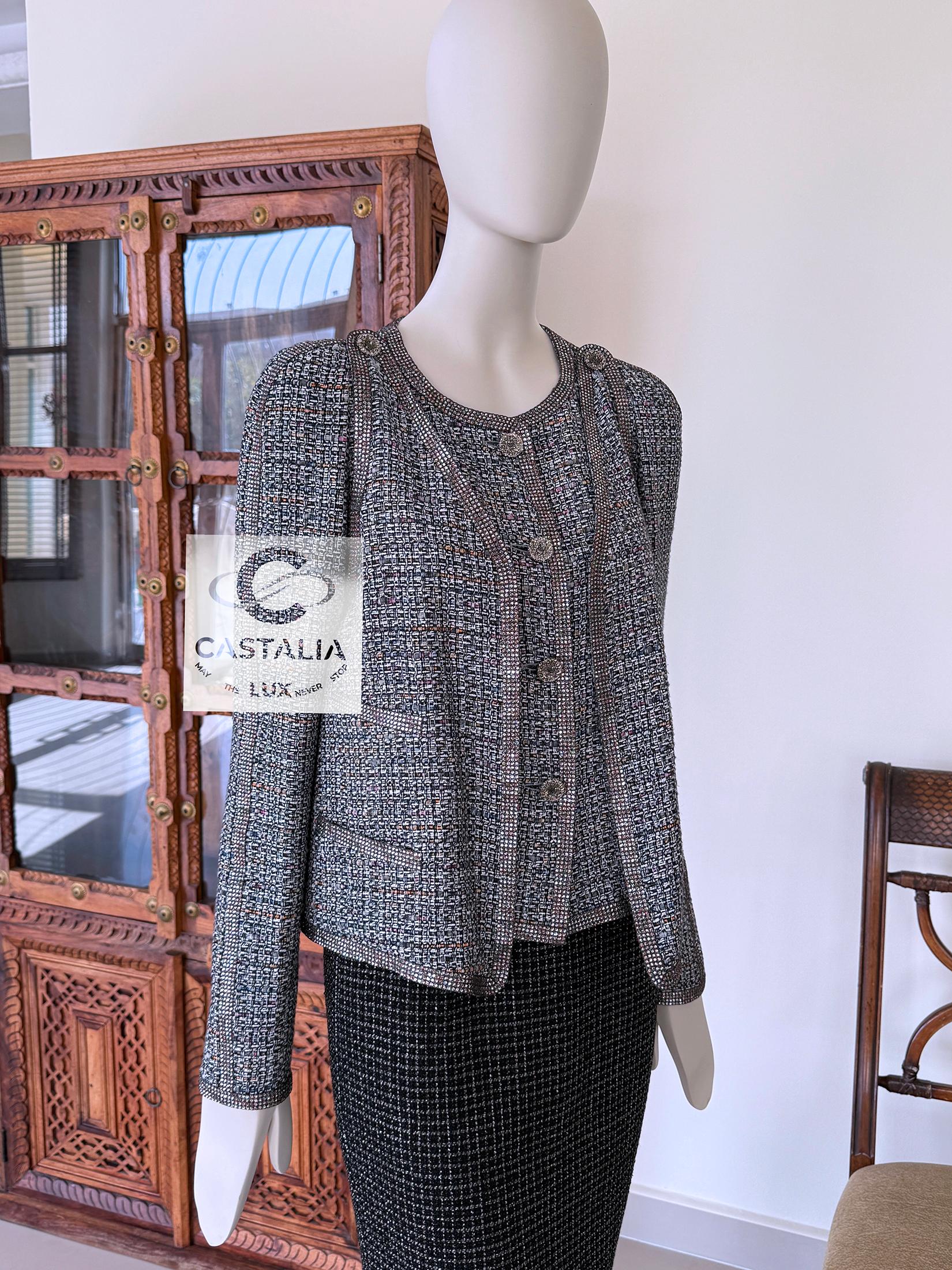 Chanel 14K$ Super Rare Jewel Detail Tweed Ensemble 36 FR For Sale 7
