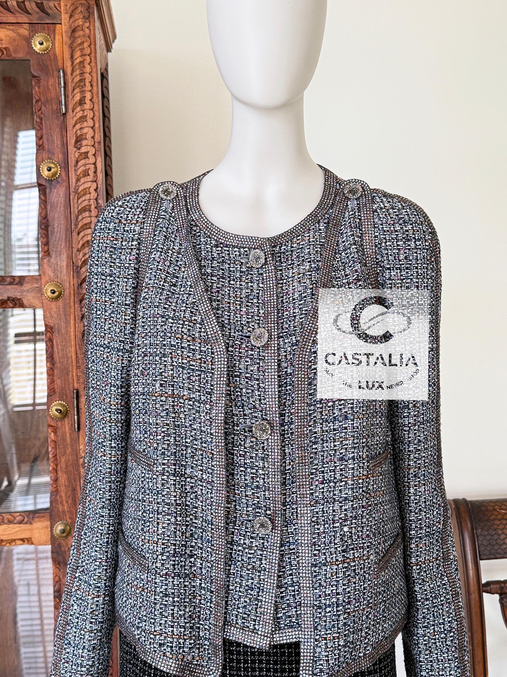 Chanel 14K$ Super Rare Jewel Detail Tweed Ensemble 36 FR For Sale 9