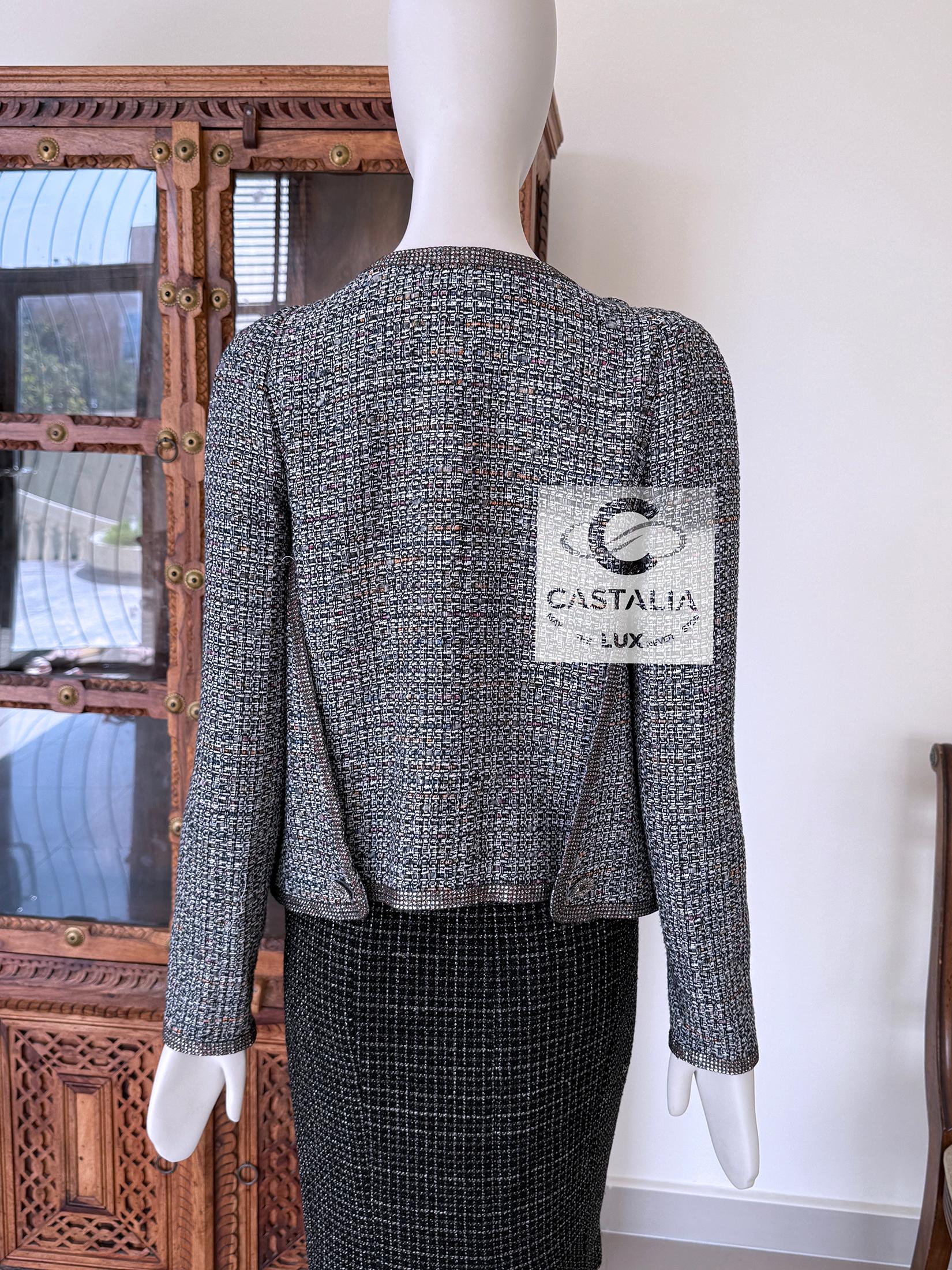 Chanel 14K$ Super Rare Jewel Detail Tweed Ensemble 36 FR For Sale 13