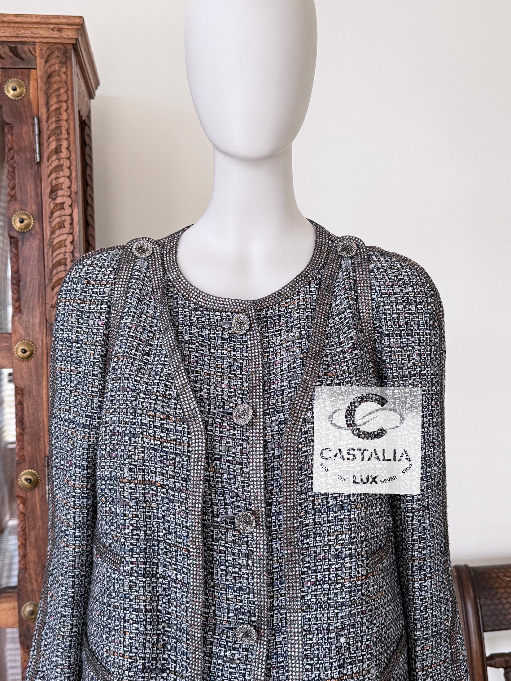 Chanel 14K$ Super Rare Jewel Detail Tweed Ensemble 36 FR For Sale 3