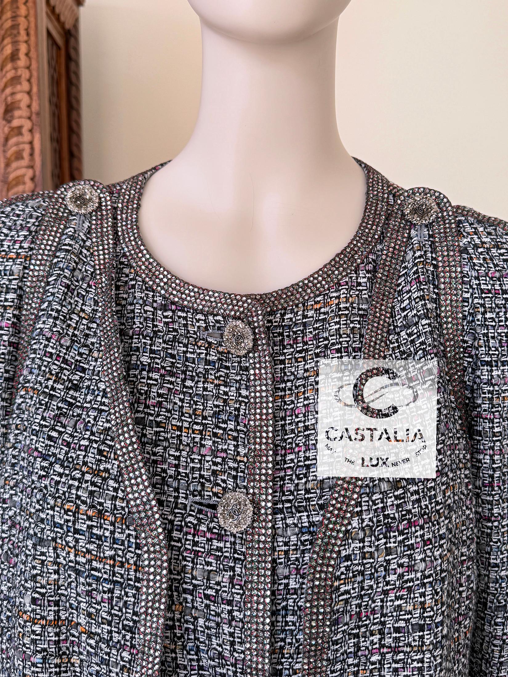 Chanel 14K$ Super Rare Jewel Detail Tweed Ensemble 36 FR For Sale 4
