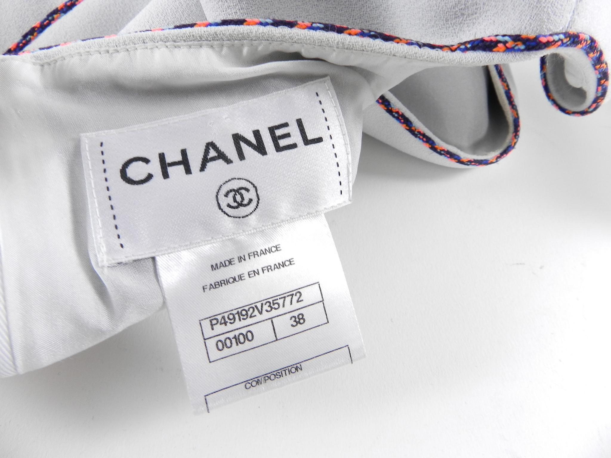 Chanel 14P Light Grey Cold Shoulder Runway Dress - 6 For Sale 9