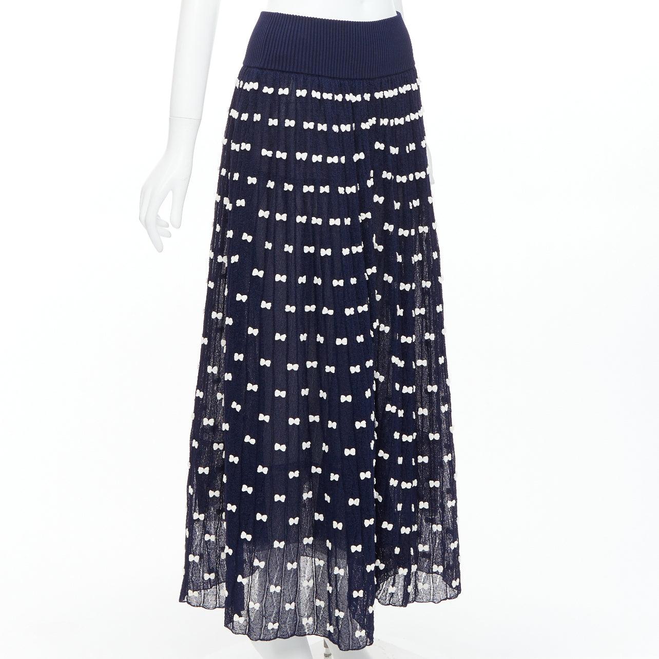 Nero Chanel 14P Gonna con fiocco applicato in vita a coste e tulle foderato FR36 S in vendita
