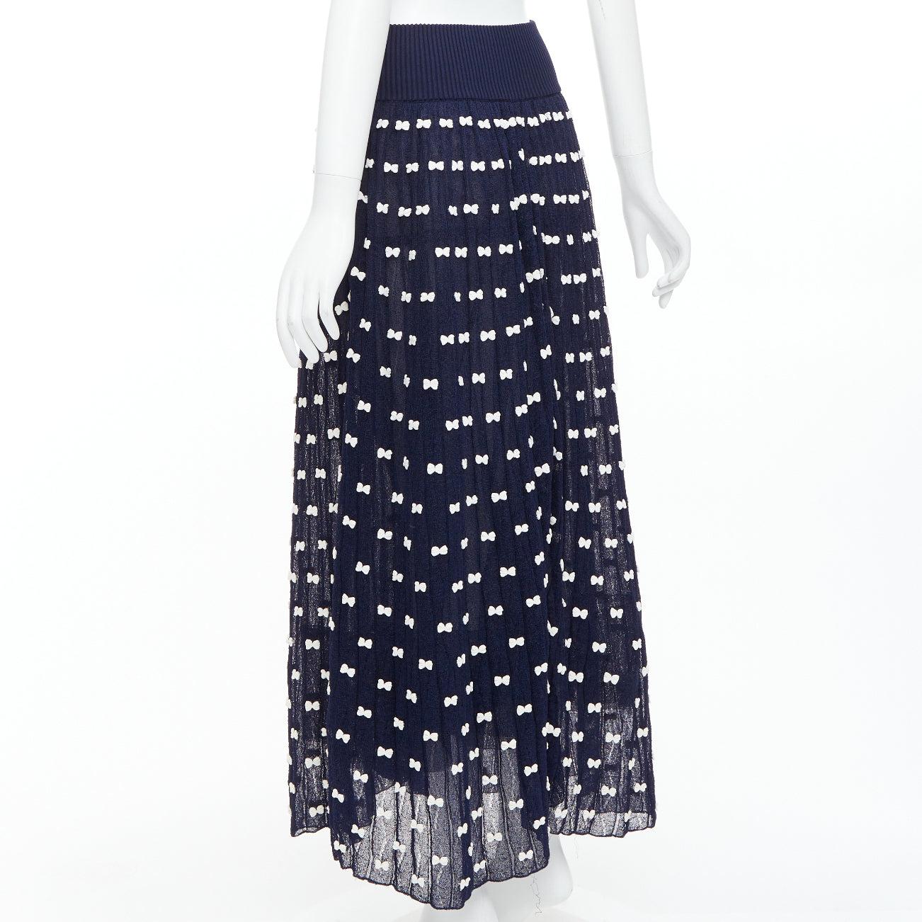 Chanel 14P Gonna con fiocco applicato in vita a coste e tulle foderato FR36 S in vendita 1