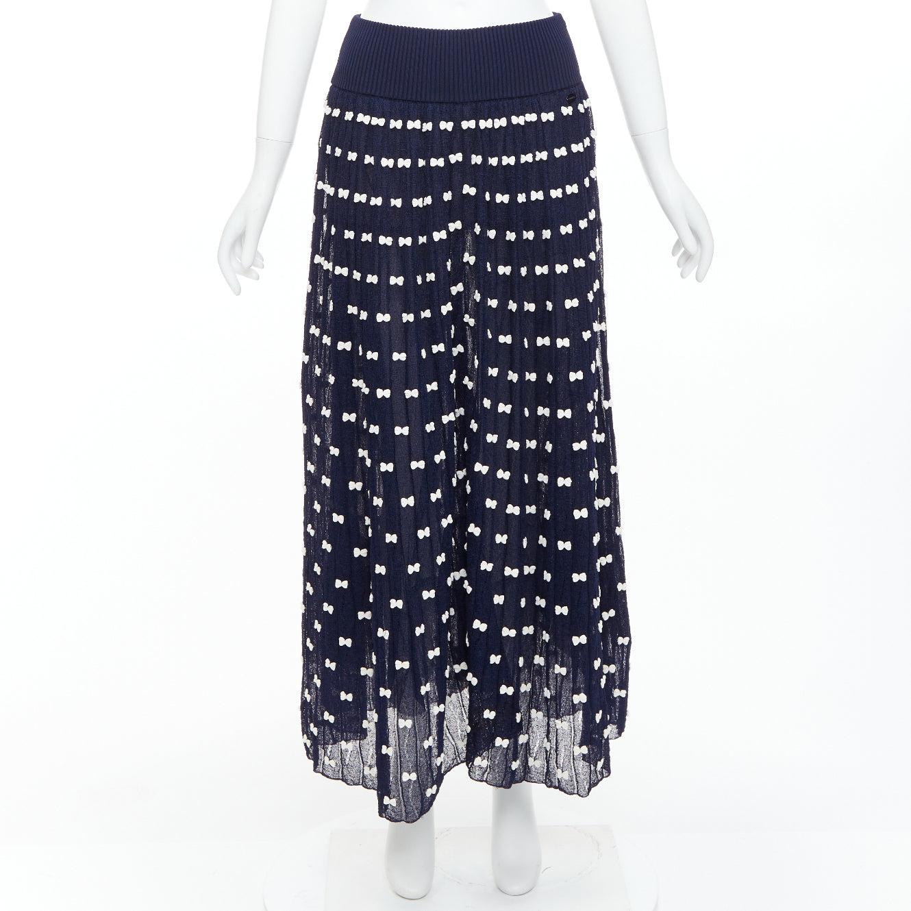 Chanel 14P Gonna con fiocco applicato in vita a coste e tulle foderato FR36 S in vendita 4