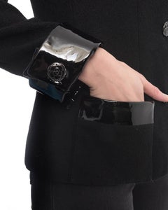 Chanel 15A Black Patent Trim Wool Jacket - 40