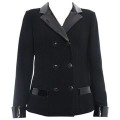 Chanel 15A Black Patent Trim Wool Jacket - 40