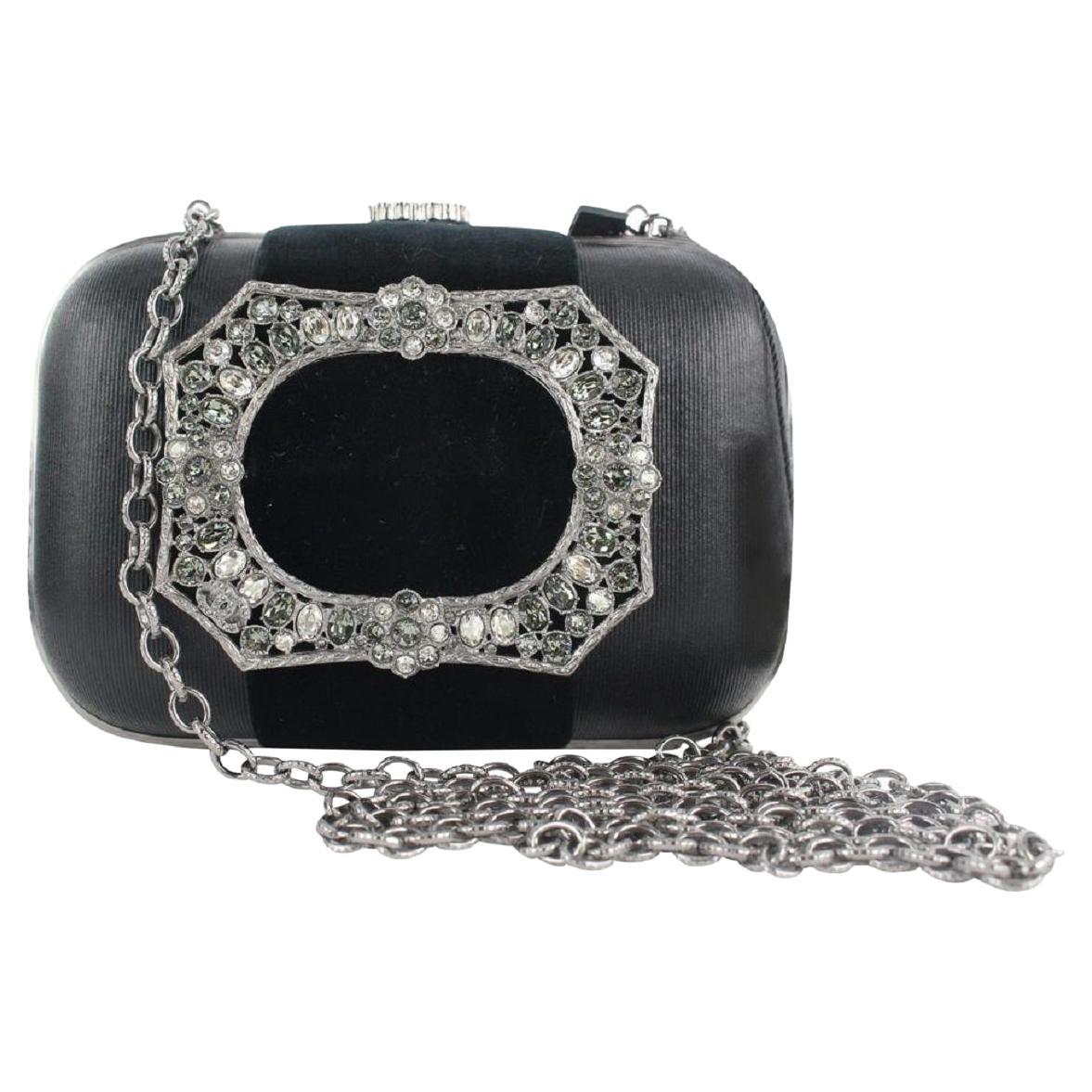 Chanel 15a Sac à bandoulière en chaîne avec cristaux embellis CC Kisslock Minaudière en vente