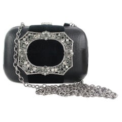 Used Chanel 15a CC Embellished Crystal Kisslock Minaudiere Crossbody Chain Bag