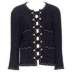 CHANEL 15A Paris Salzburg marine Fantasy tweed gilded Lion button 4 pocket