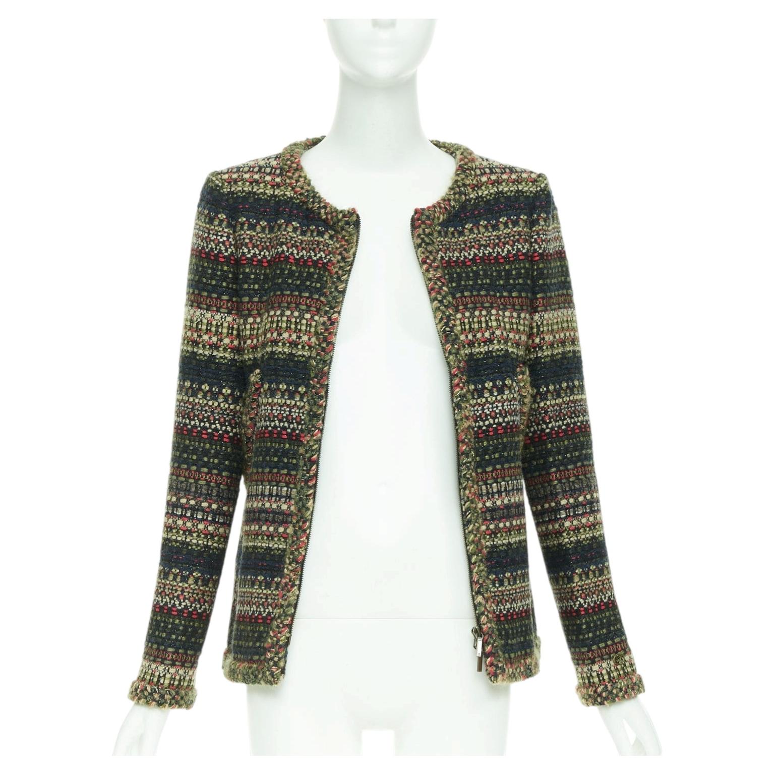 CHANEL 15A Runway Paris-Salzburg Lesage Tyrolean tweed button jacket FR42 XL