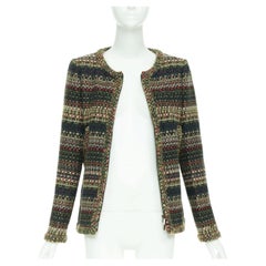 CHANEL 15A Runway Paris-Salzburg  Lesage Tyrolean tweed button jacket FR42 XL